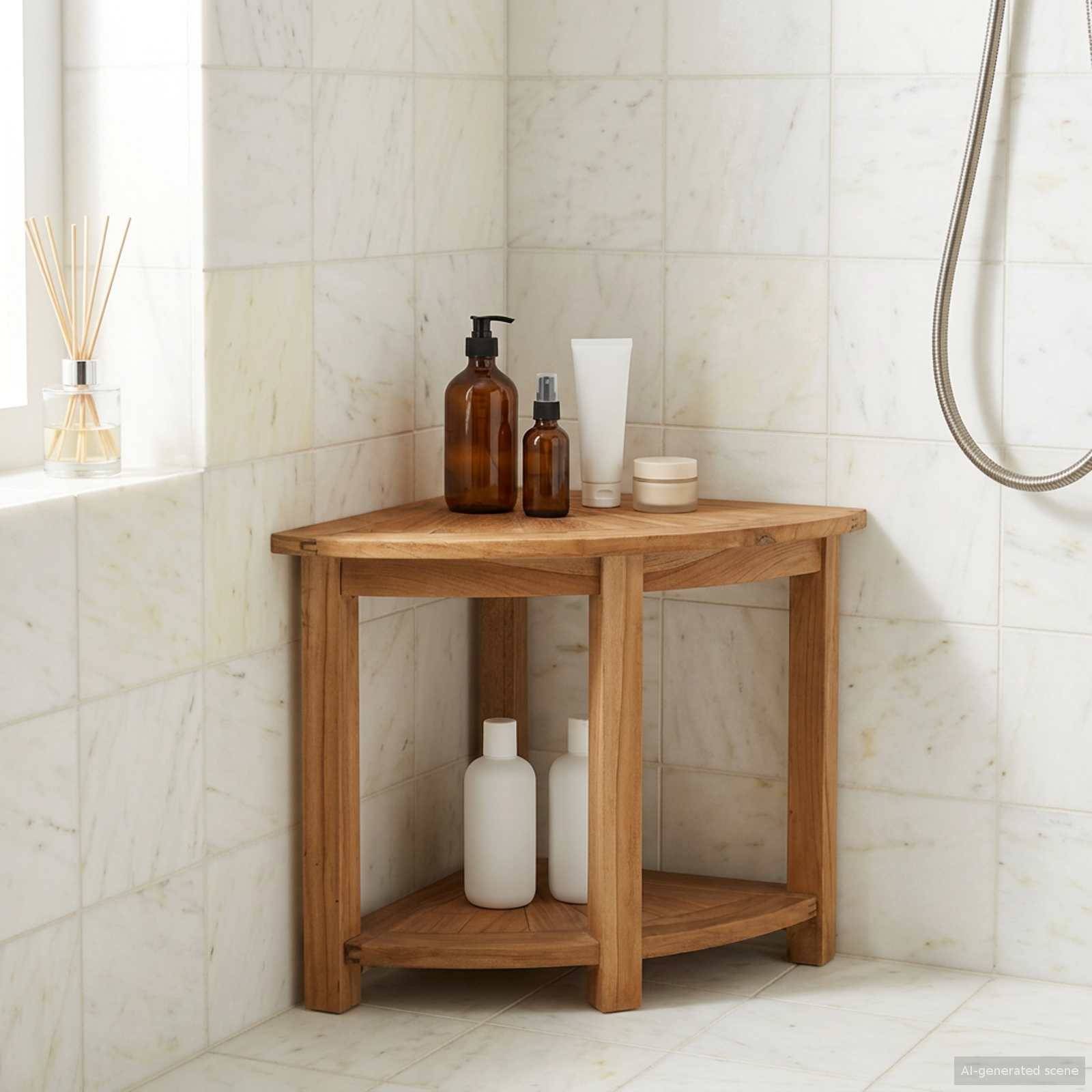 vidaXL Bad Beistelltisch Natur 45 x 45 x 46 cm Massivholz Teak