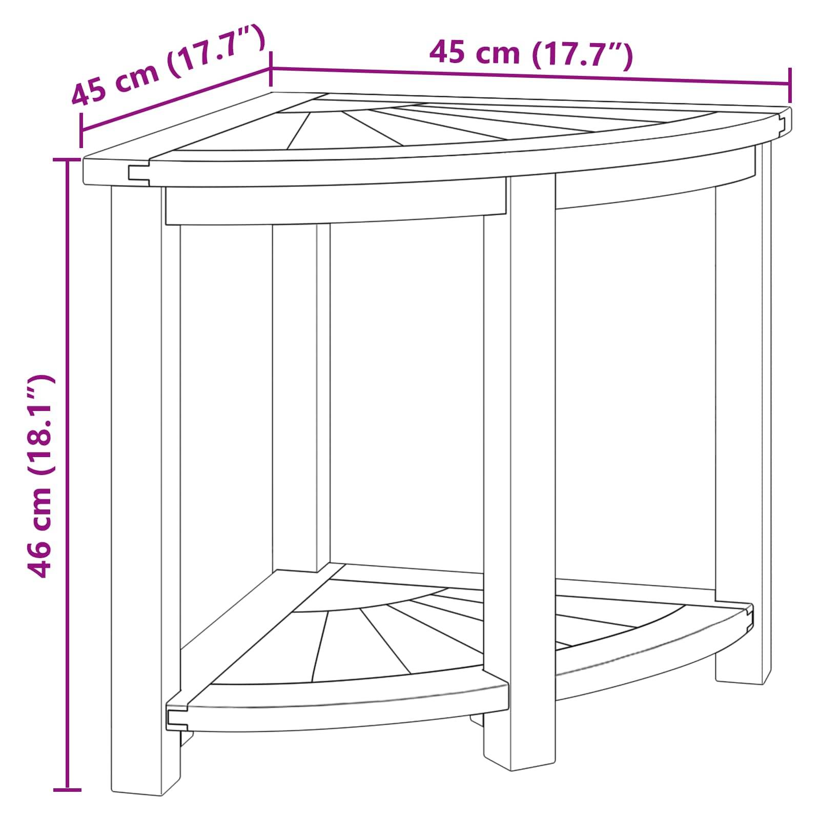 vidaXL Bad Beistelltisch Natur 45 x 45 x 46 cm Massivholz Teak