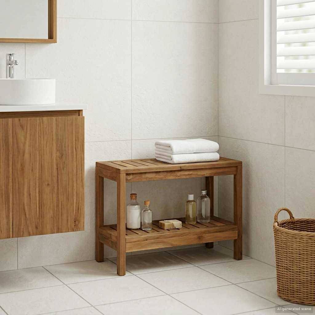 vidaXL Badezimmer Beistelltisch Natur 60 x 30 x 45 cm Massivholz Teak