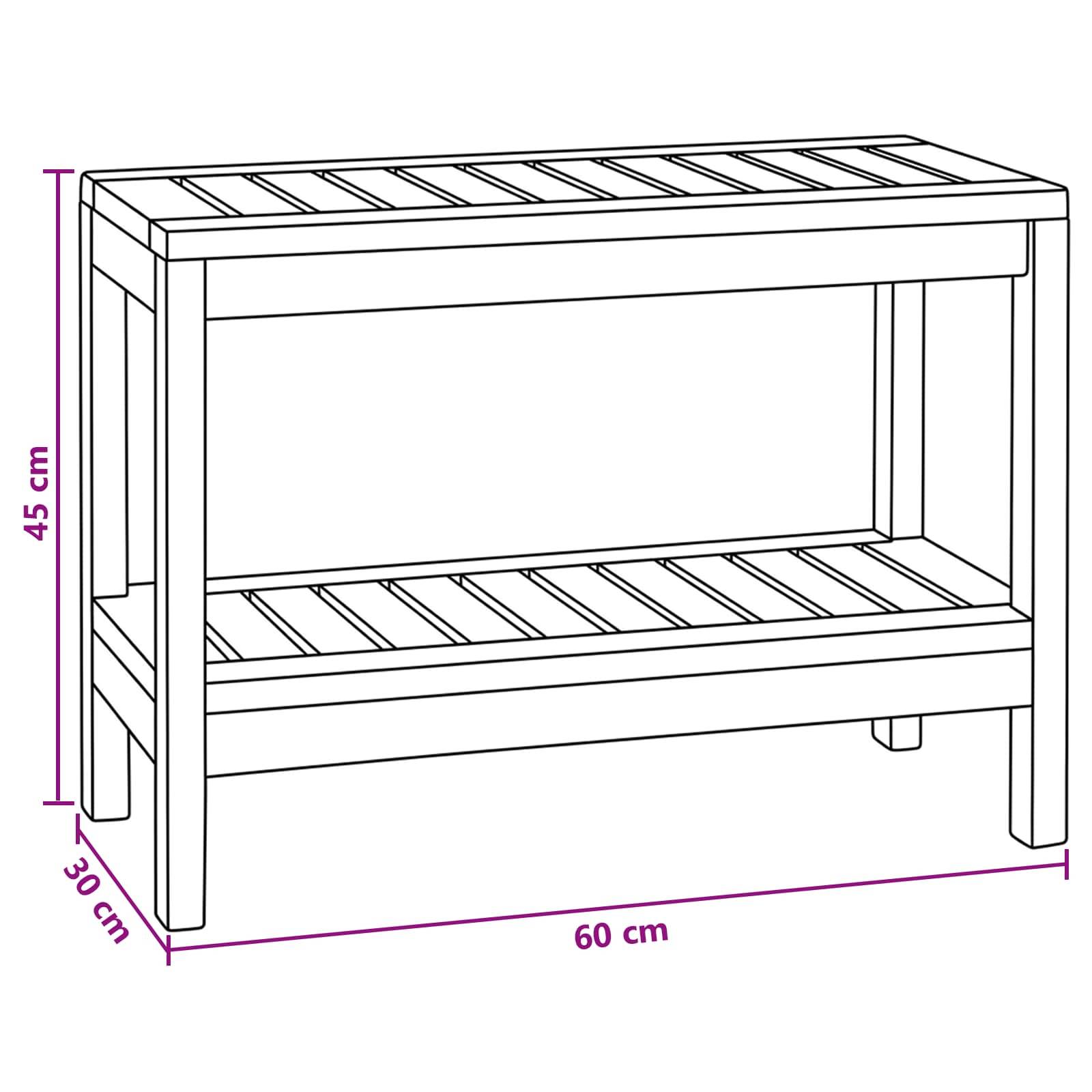 vidaXL Badezimmer Beistelltisch Natur 60 x 30 x 45 cm Massivholz Teak