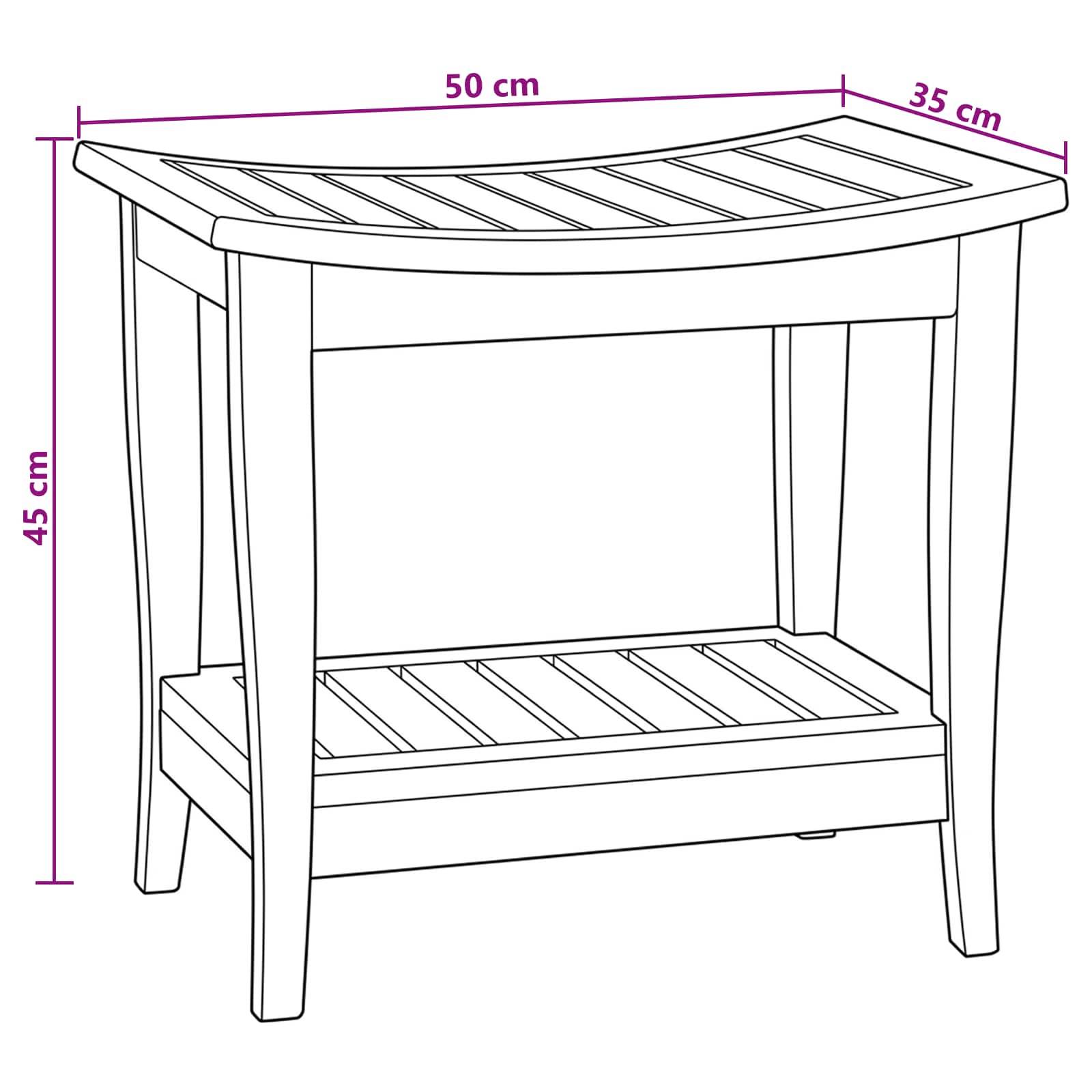 vidaXL Bad Beistelltisch Natur 50 x 35 x 45 cm Massivholz Teak