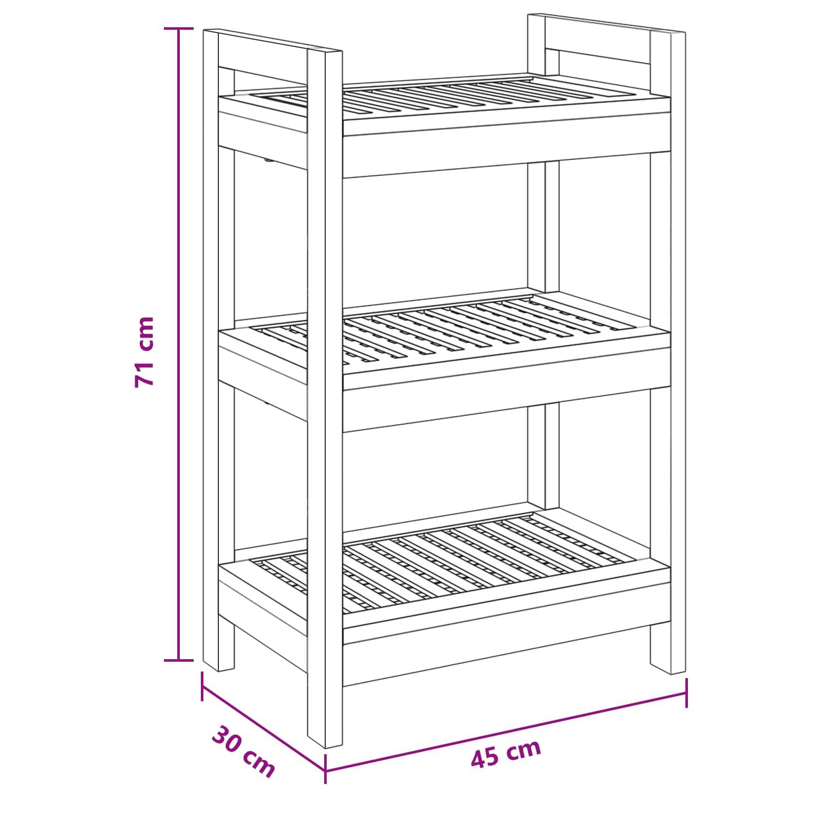 vidaXL Badregal Natur 45 x 30 x 71 cm Massivholz Teak