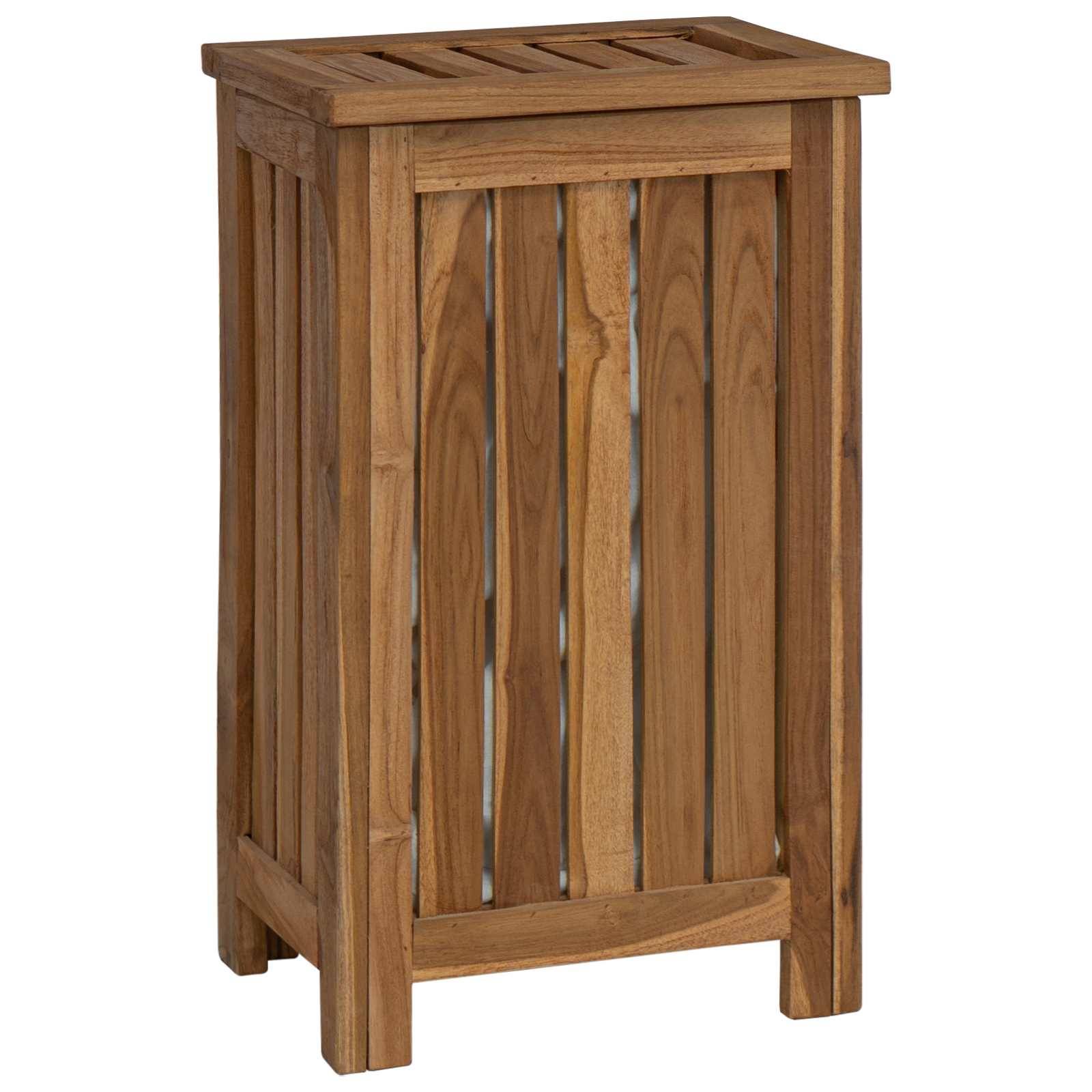 vidaXL Wäschekorb Natur 35 x 25 x 60 cm Massivholz Teak