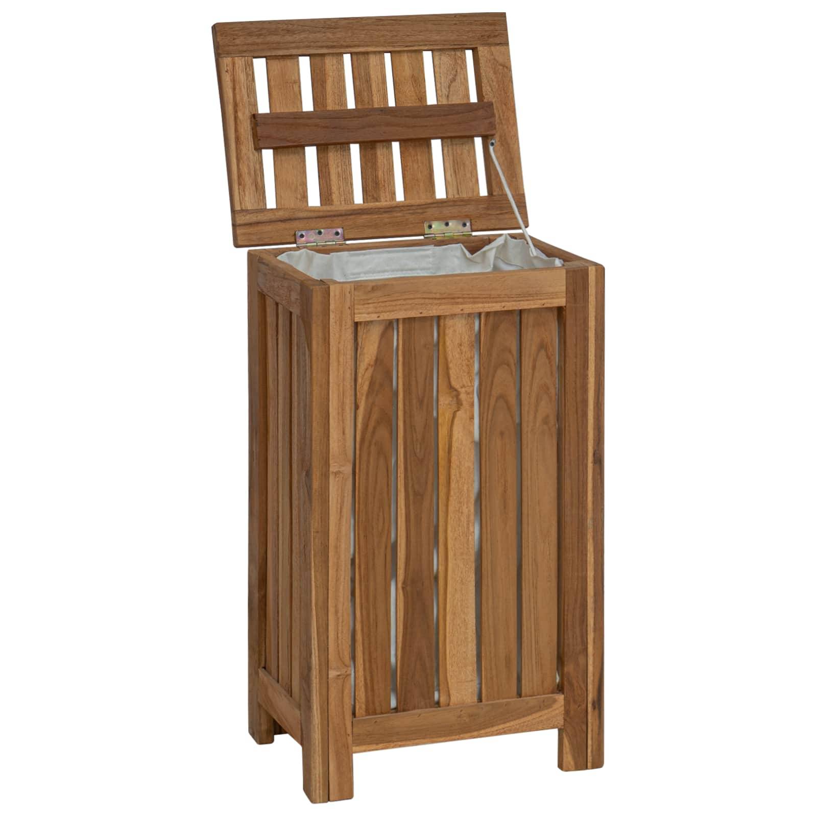 vidaXL Wäschekorb Natur 35 x 25 x 60 cm Massivholz Teak