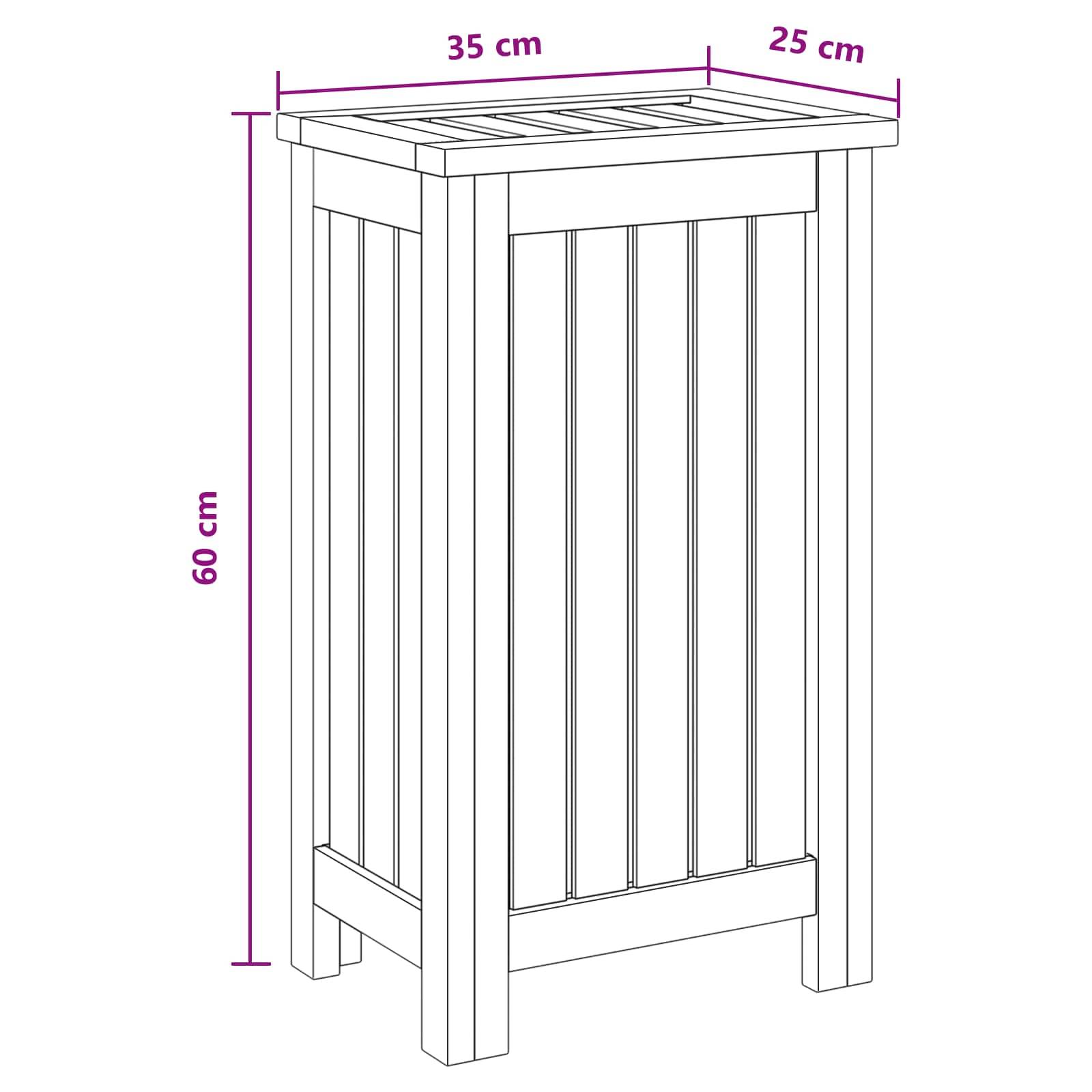 vidaXL Wäschekorb Natur 35 x 25 x 60 cm Massivholz Teak