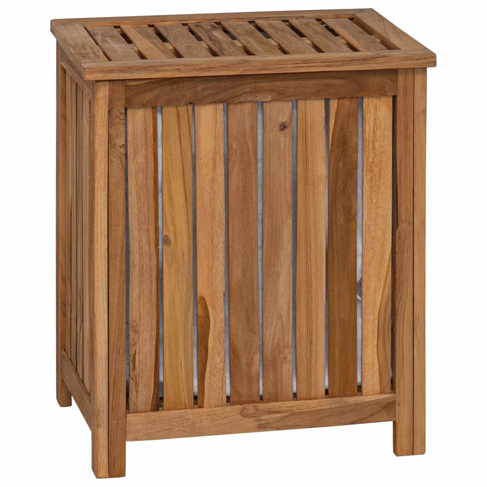 vidaXL Wäschekorb Natur 50 x 35 x 60 cm Massivholz Teak