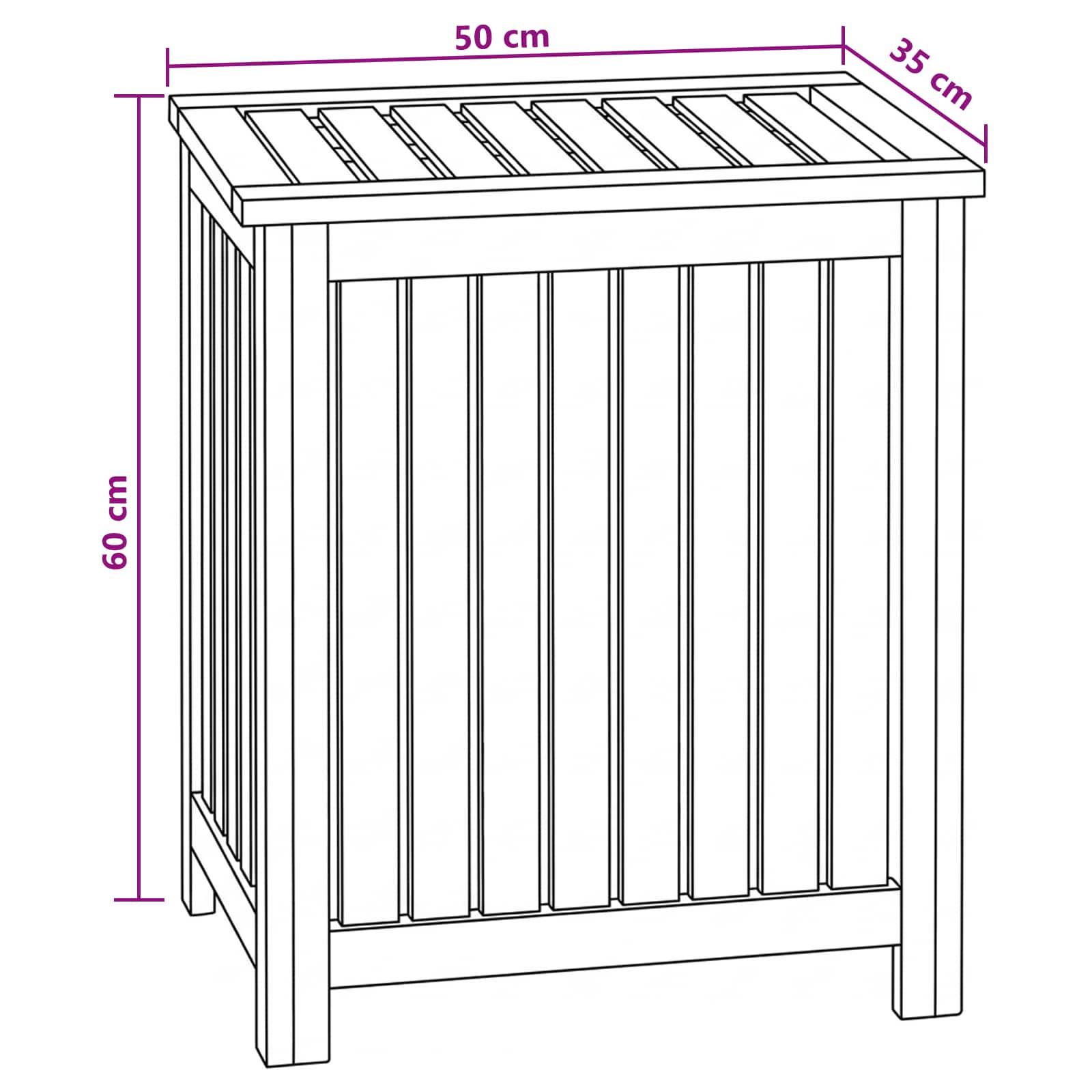 vidaXL Wäschekorb Natur 50 x 35 x 60 cm Massivholz Teak