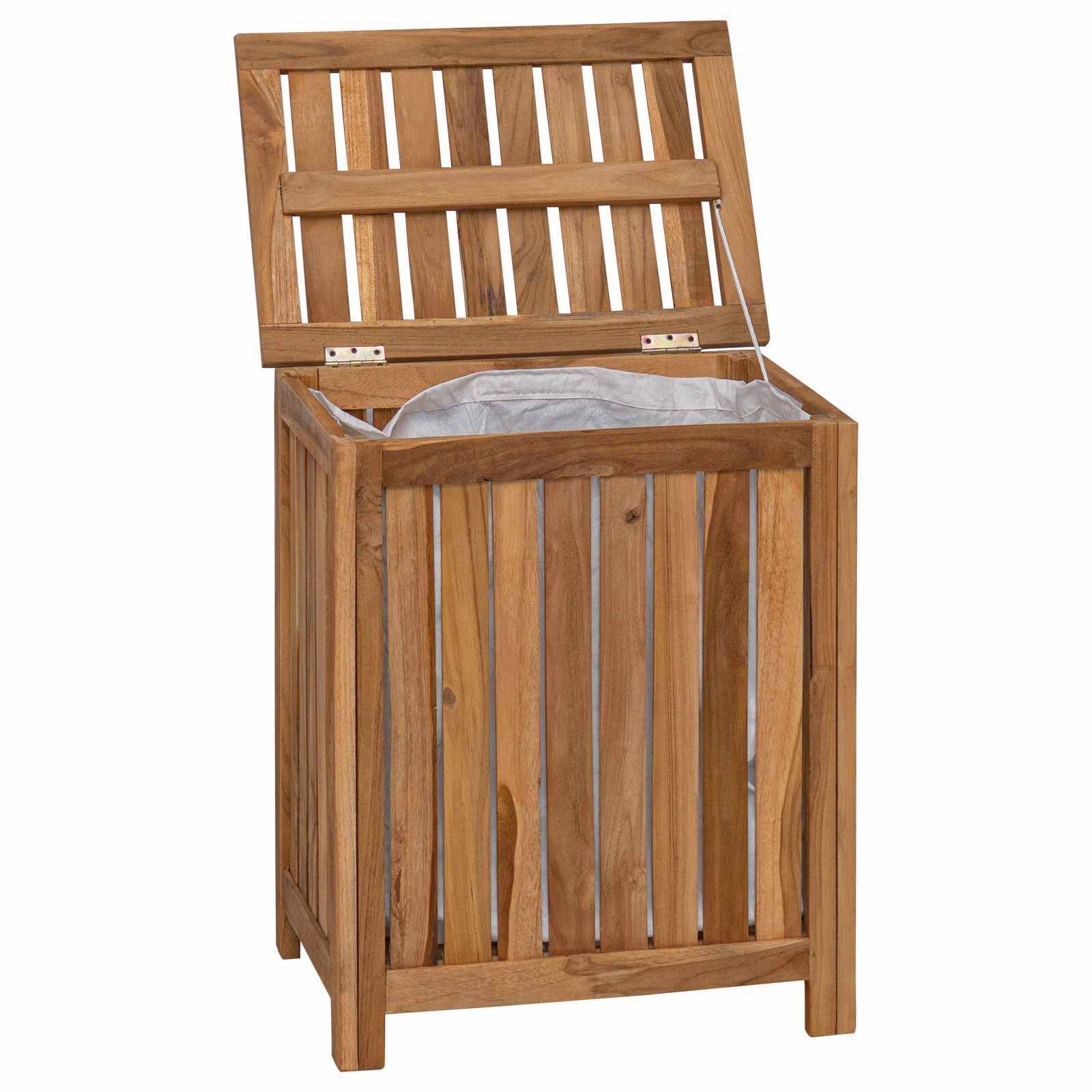 vidaXL Wäschekorb Natur 50 x 35 x 60 cm Massivholz Teak