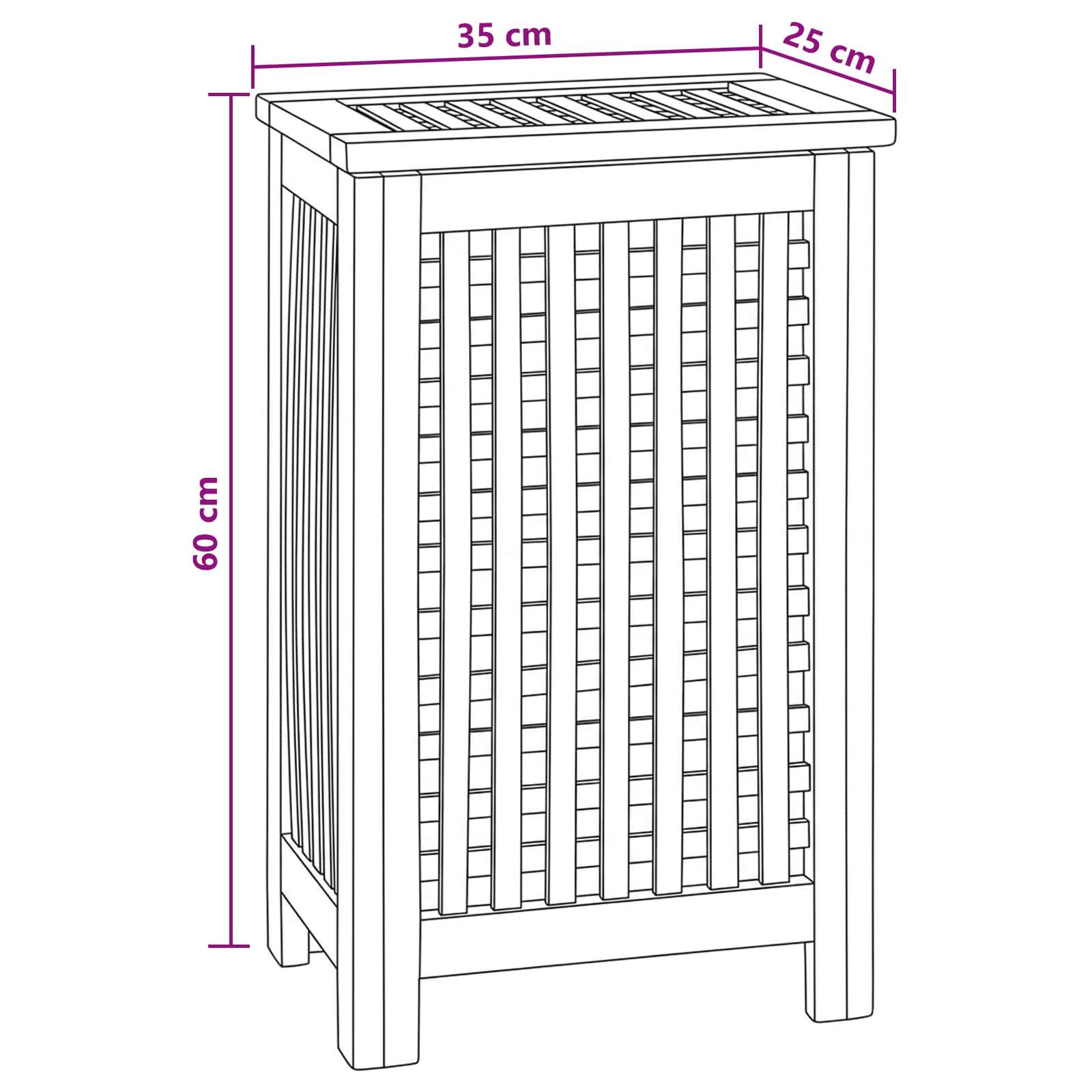 vidaXL Wäschekorb Natur 35 x 25 x 60 cm Massivholz Teak
