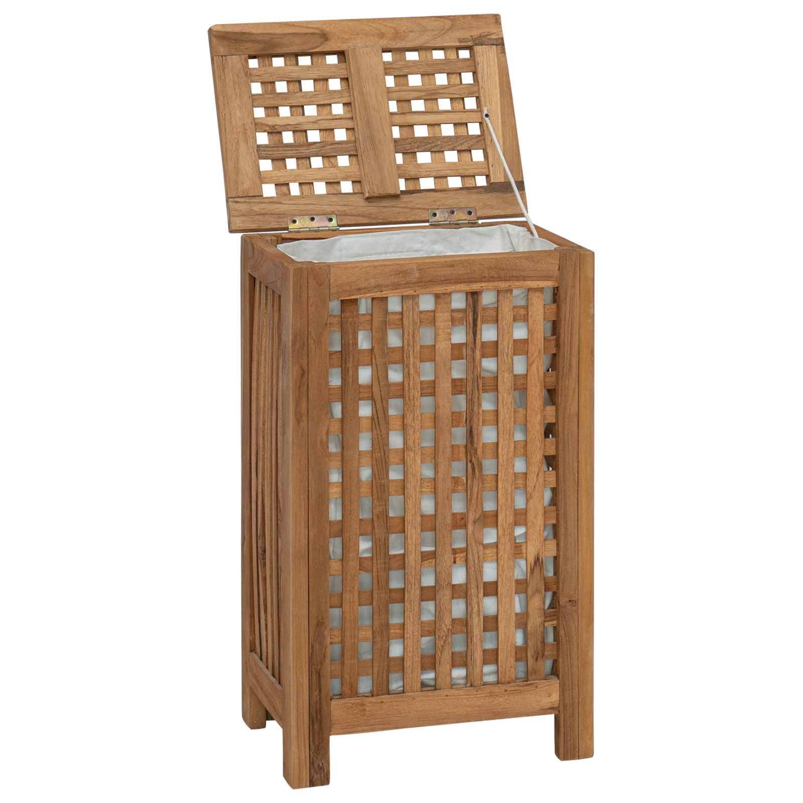 vidaXL Wäschekorb Natur 35 x 25 x 60 cm Massivholz Teak