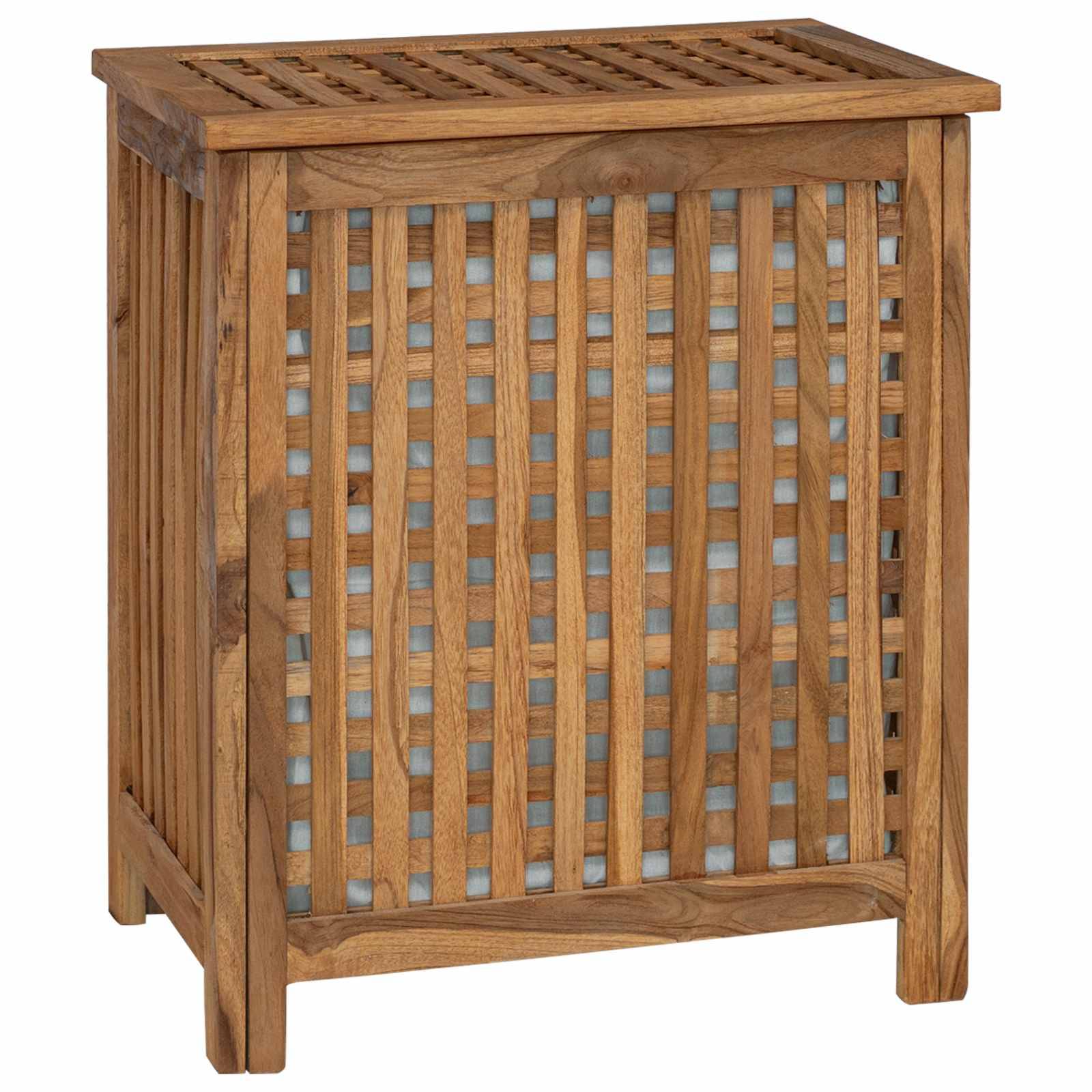 vidaXL Wäschekorb Natur 50 x 35 x 60 cm Massivholz Teak