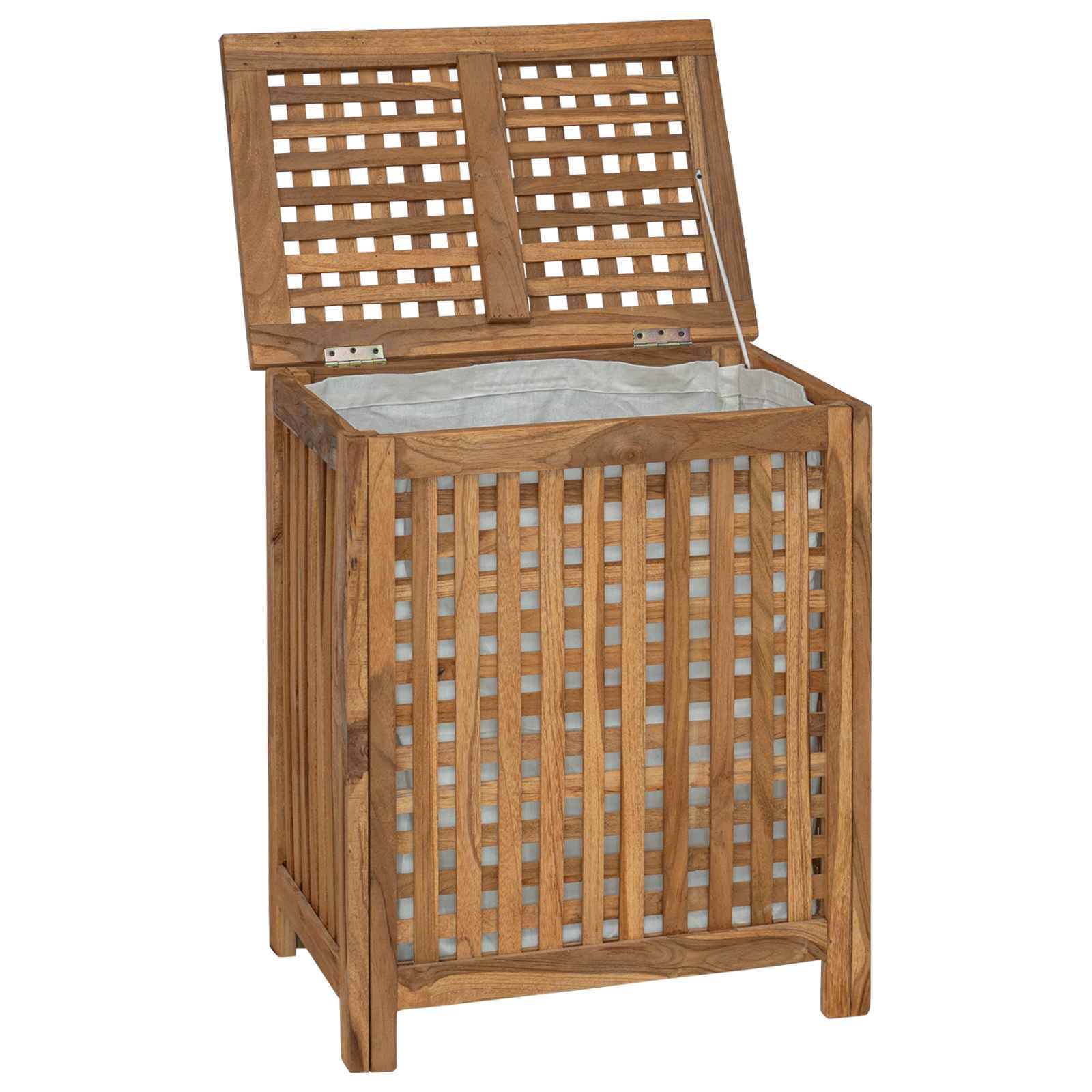 vidaXL Wäschekorb Natur 50 x 35 x 60 cm Massivholz Teak