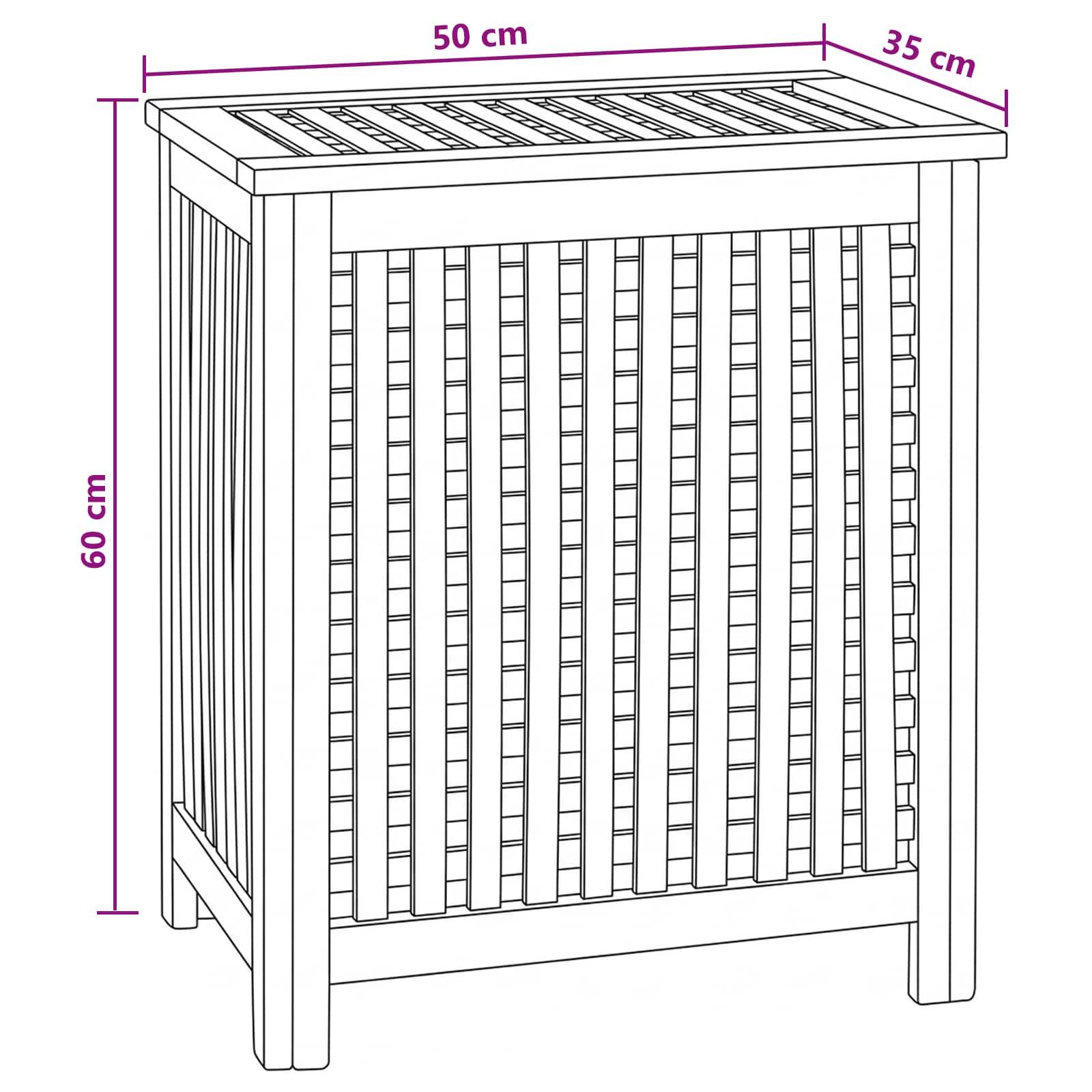 vidaXL Wäschekorb Natur 50 x 35 x 60 cm Massivholz Teak