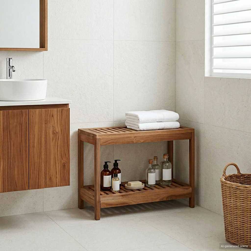 vidaXL Bad Beistelltisch Natur 60 x 30 x 45 cm Massivholz Teak