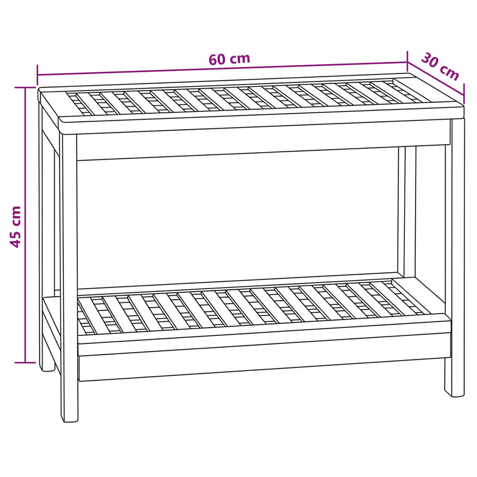 vidaXL Bad Beistelltisch Natur 60 x 30 x 45 cm Massivholz Teak