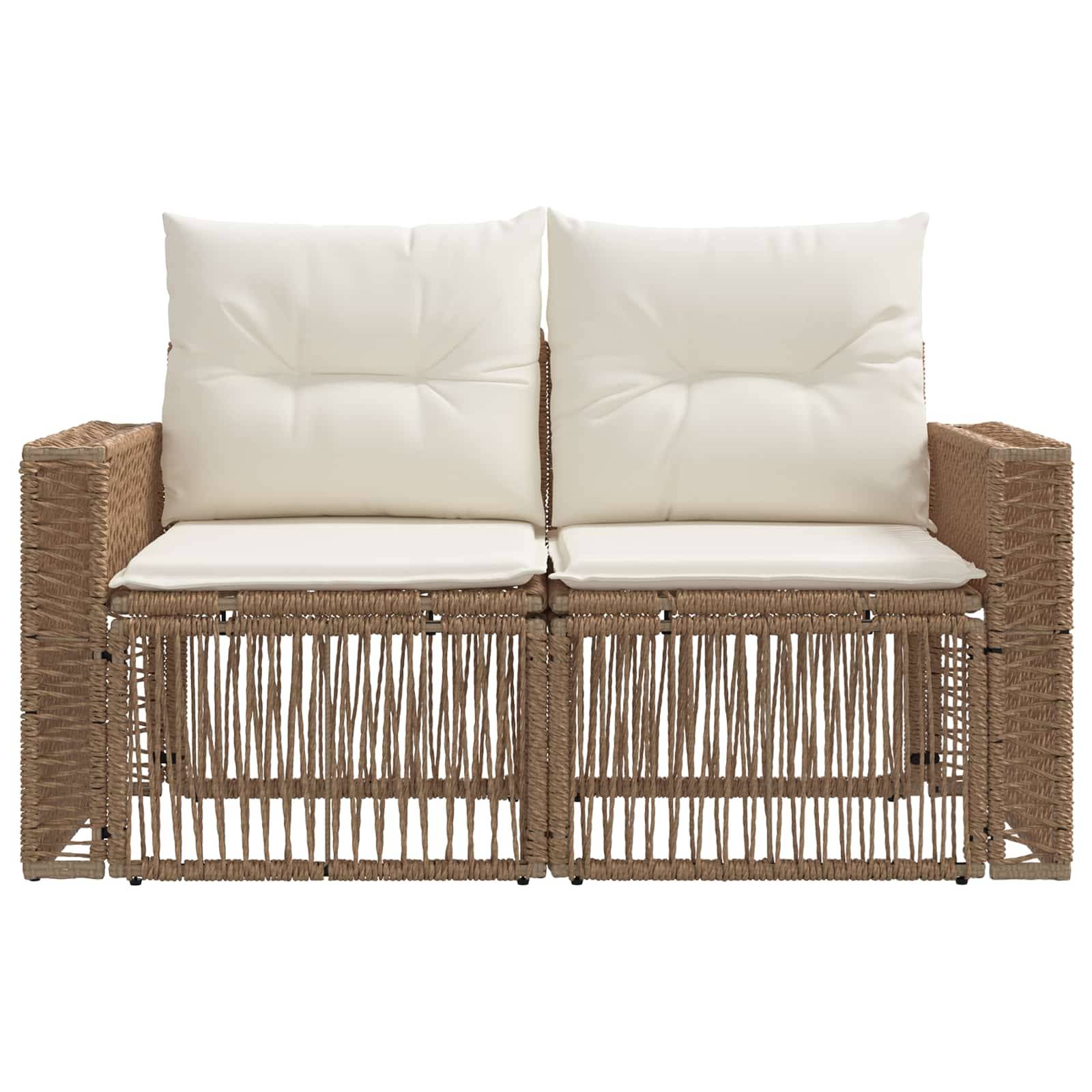 vidaXL Garten-Sofa 2-Sitzanzahl Beige Poly-Rattan