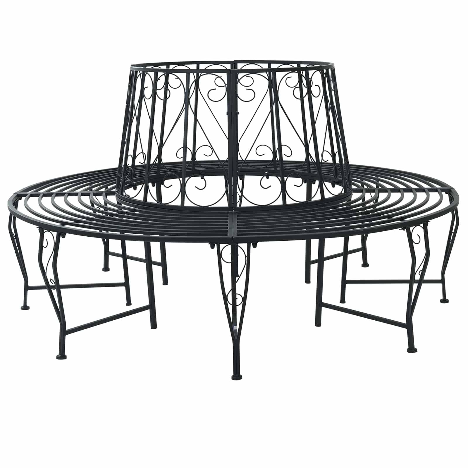 vidaXL Baumbank Ø 160 x 89 cm Stahl Schwarz Rund