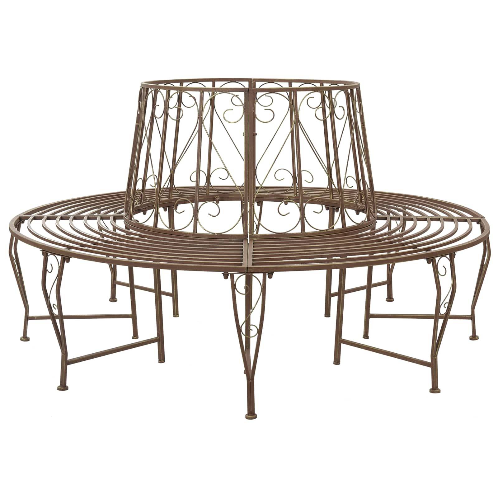 vidaXL Baumbank 8-Sitzanzahl Ø 160 x 89 cm Stahl Antikbraun Rund