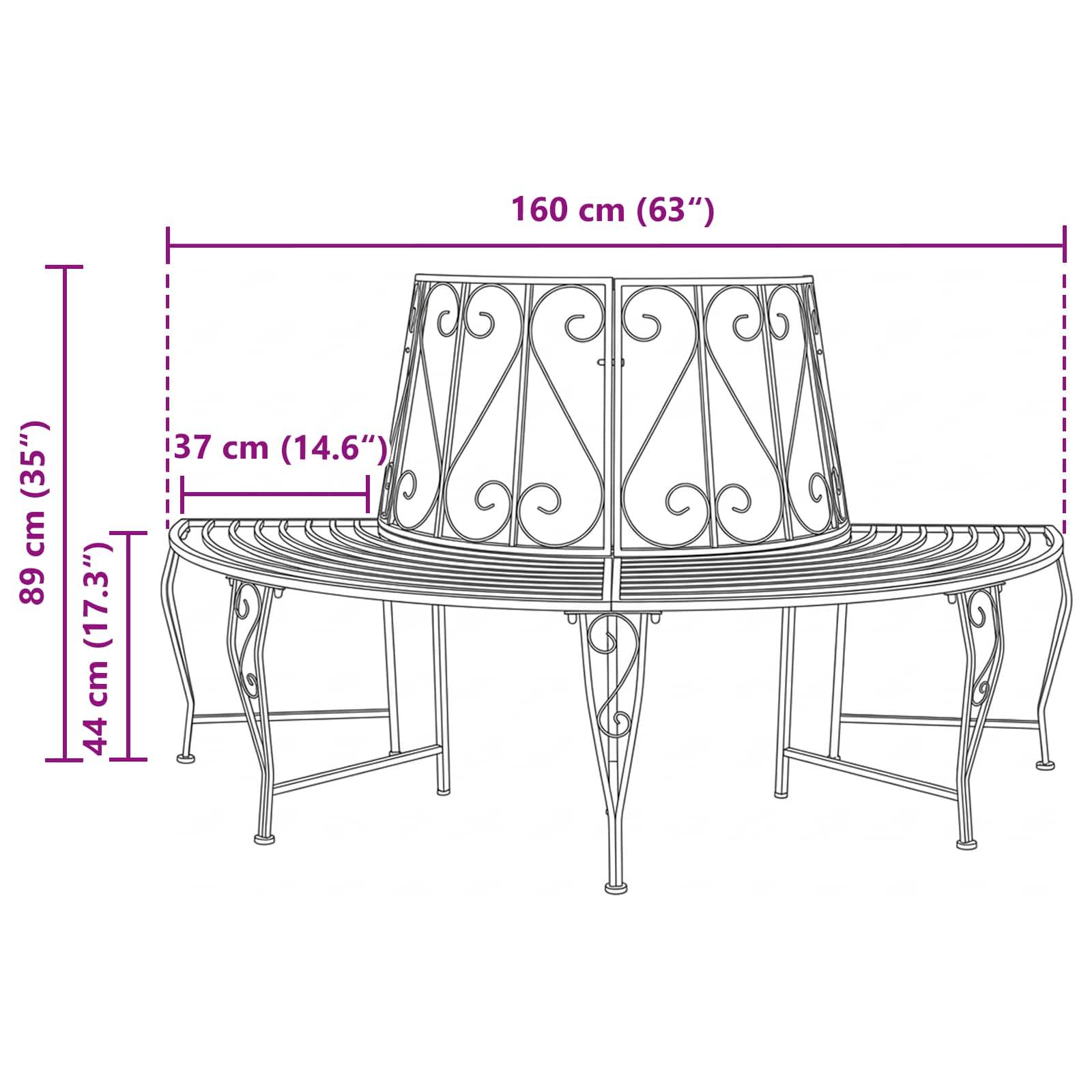 vidaXL Baumbank 4-Sitzanzahl 160 x 80 x 89 cm Stahl Antikbraun
