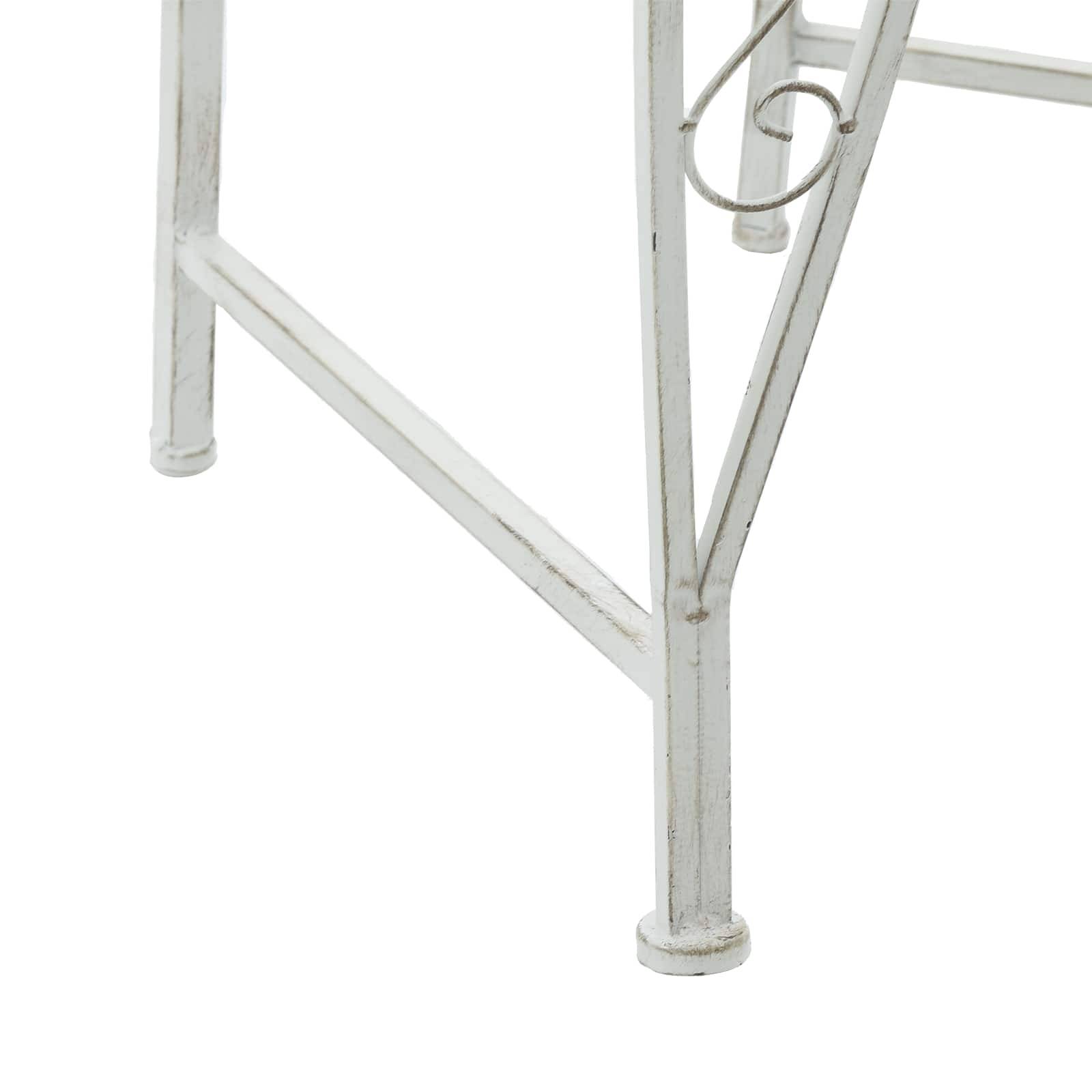 vidaXL Baumbank 8-Sitzanzahl Ø 160 x 89 cm Stahl Antik Weiß Rund