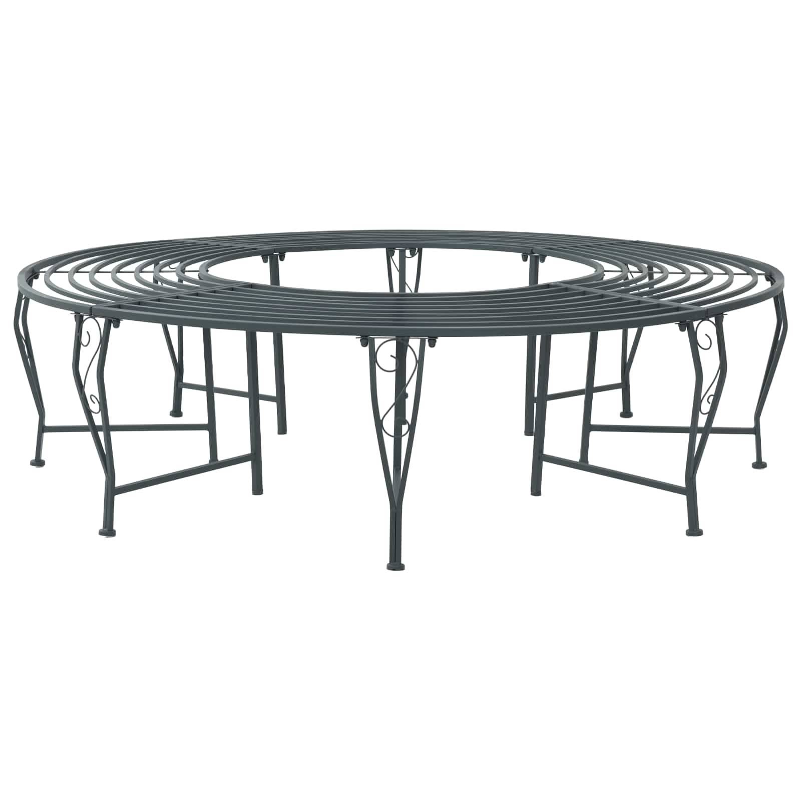 vidaXL Baumbank 8-Sitzanzahl Ø 160 x 44 cm Stahl Silber Grau Rund