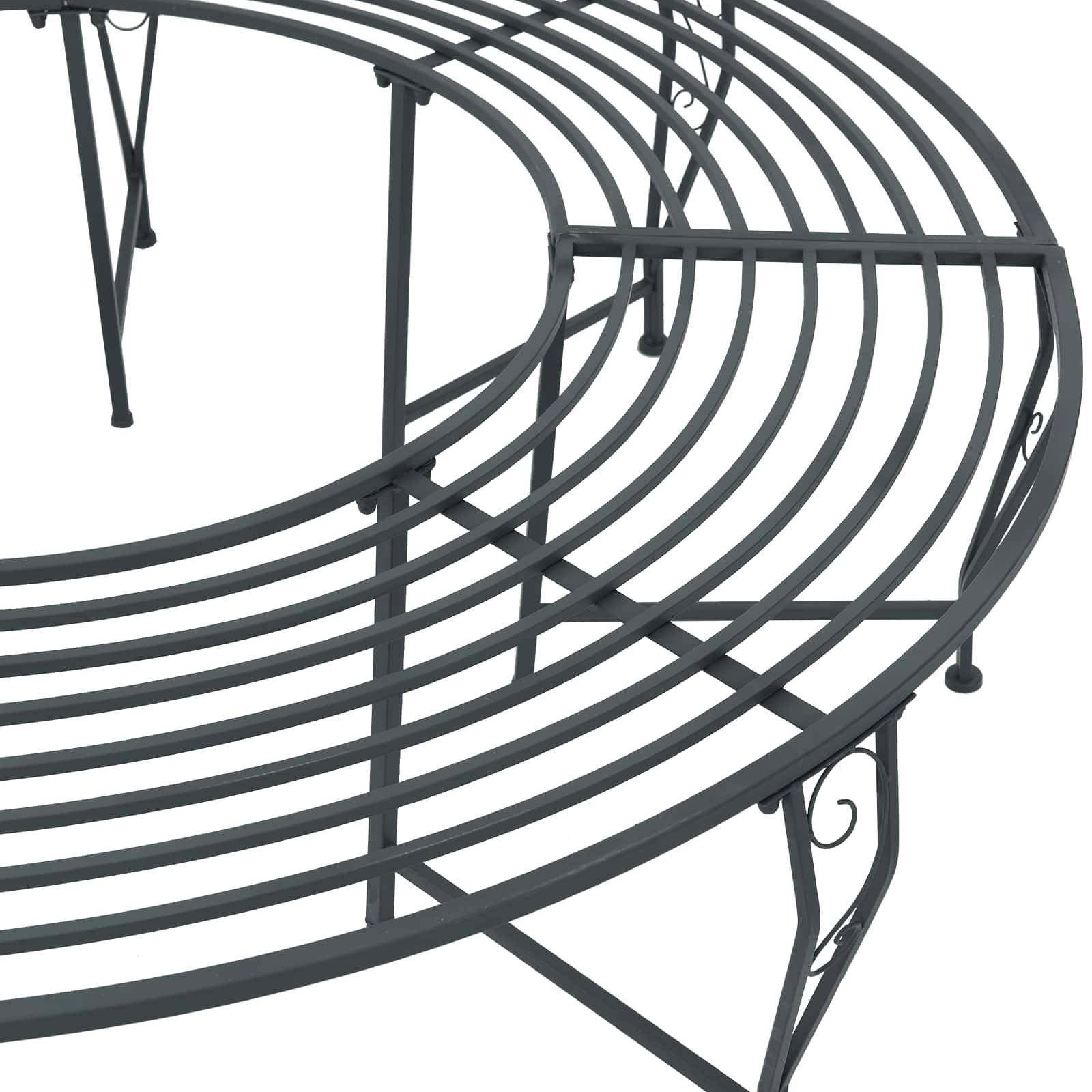 vidaXL Baumbank 8-Sitzanzahl Ø 160 x 44 cm Stahl Silber Grau Rund