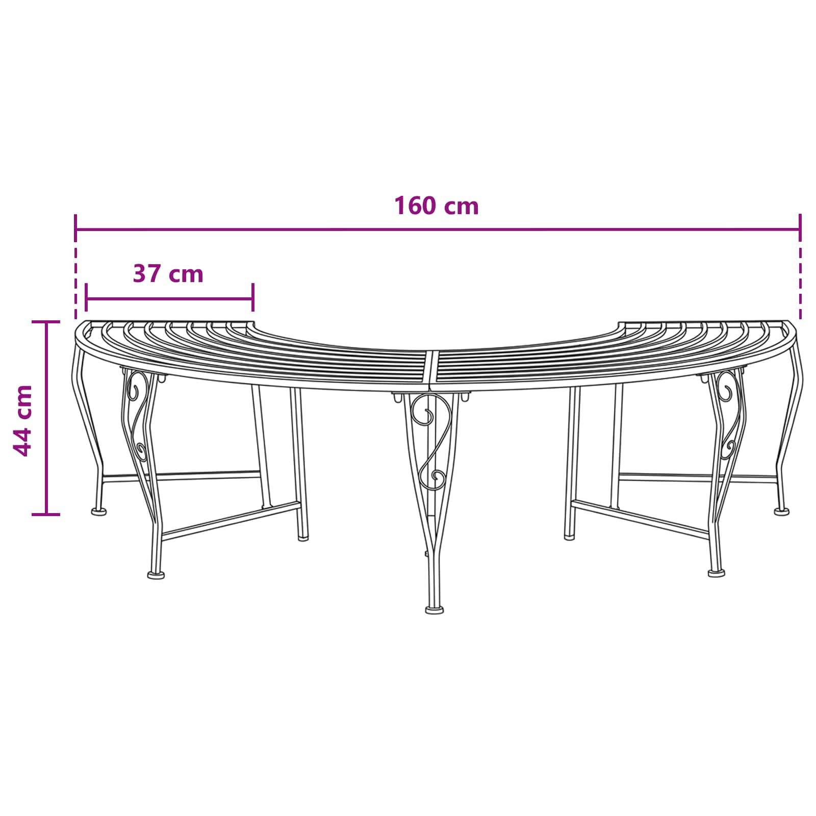vidaXL Baumbank 4-Sitzanzahl 160 x 80 x 44 cm Stahl Silber Grau