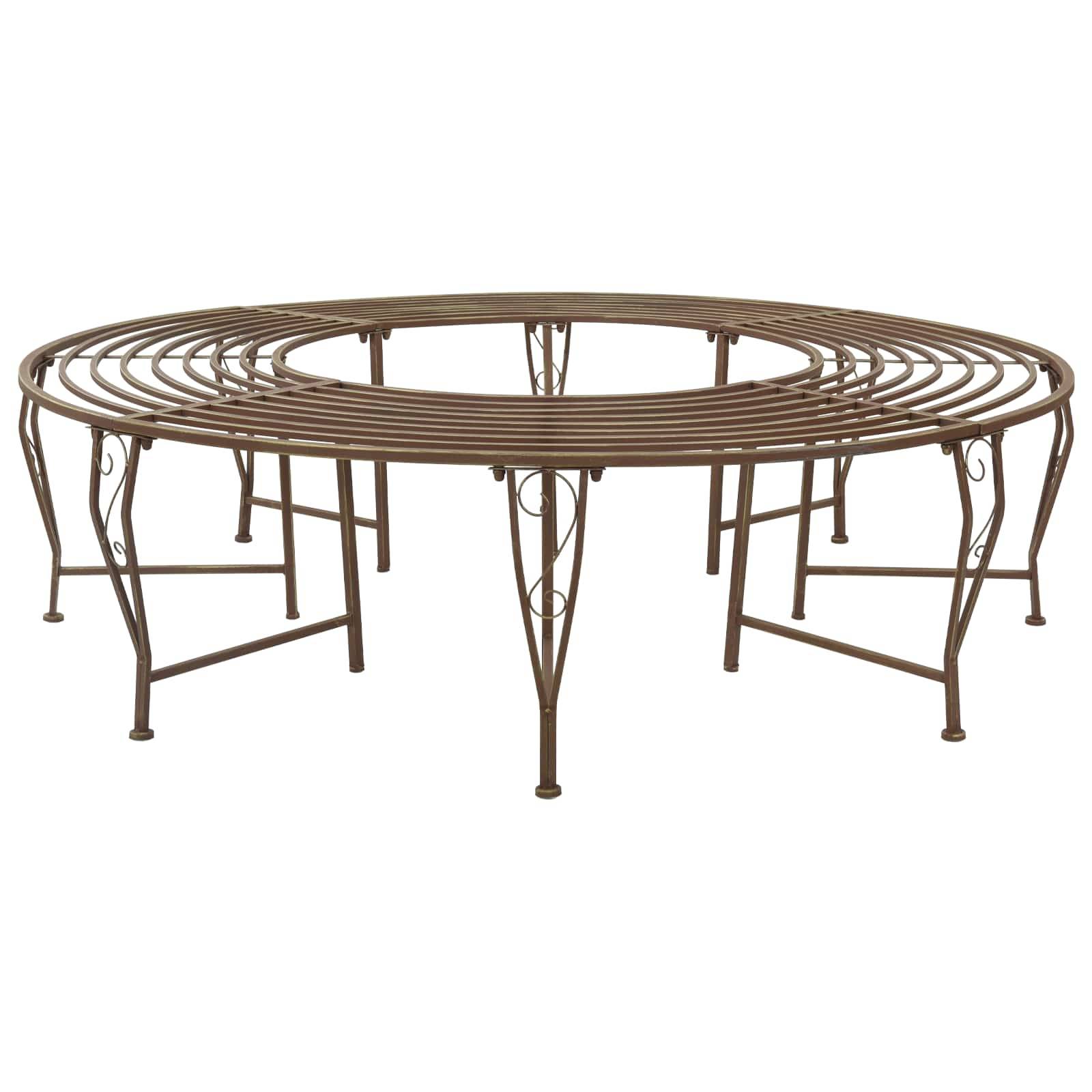 vidaXL Baumbank 8-Sitzanzahl Ø 160 x 44 cm Stahl Antikbraun Rund