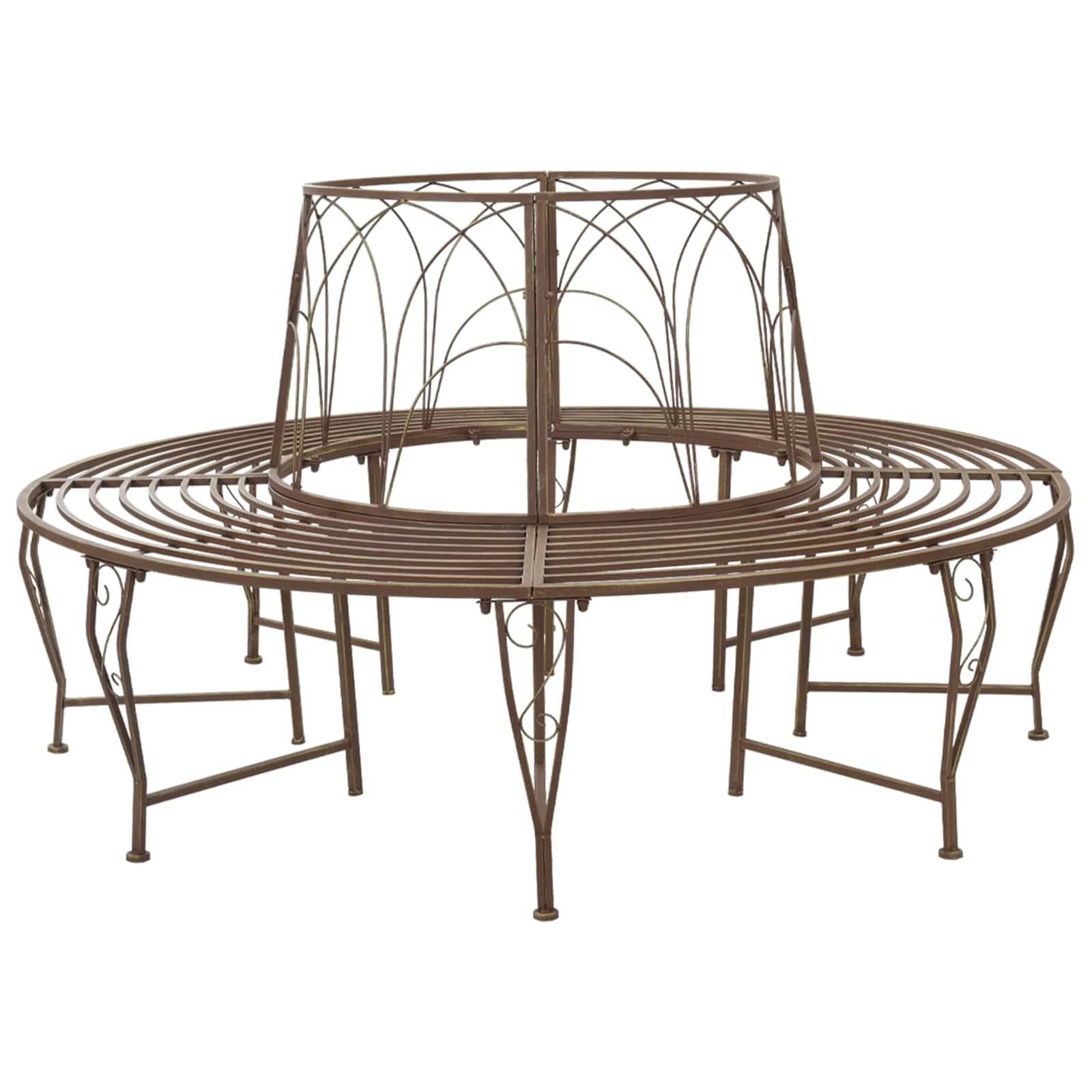 vidaXL Baumbank 8-Sitzanzahl Ø 160 x 89 cm Stahl Antikbraun Rund