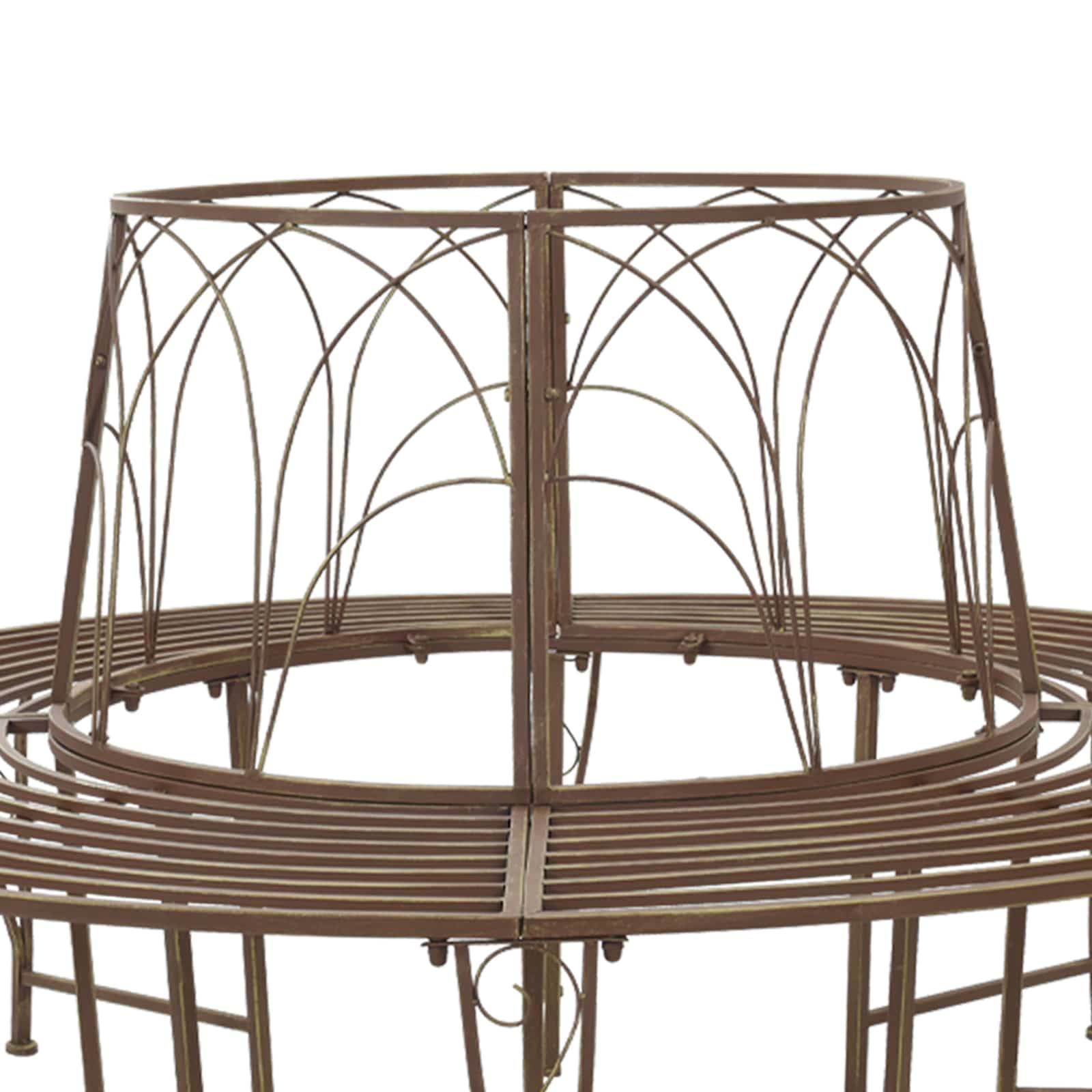 vidaXL Baumbank 8-Sitzanzahl Ø 160 x 89 cm Stahl Antikbraun Rund