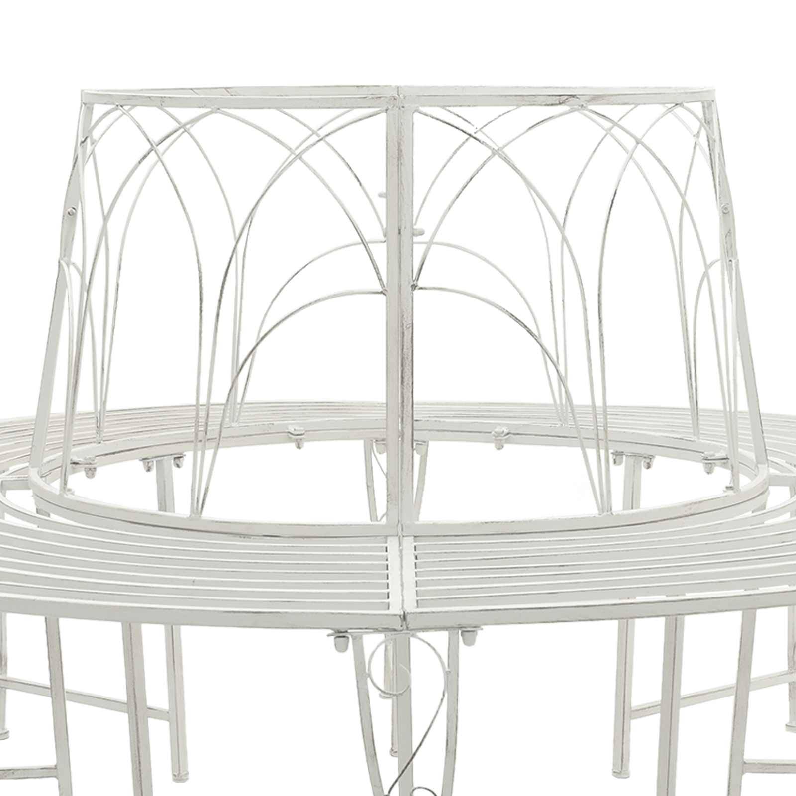 vidaXL Baumbank 8-Sitzanzahl Ø 160 x 89 cm Stahl Antik Weiß Rund