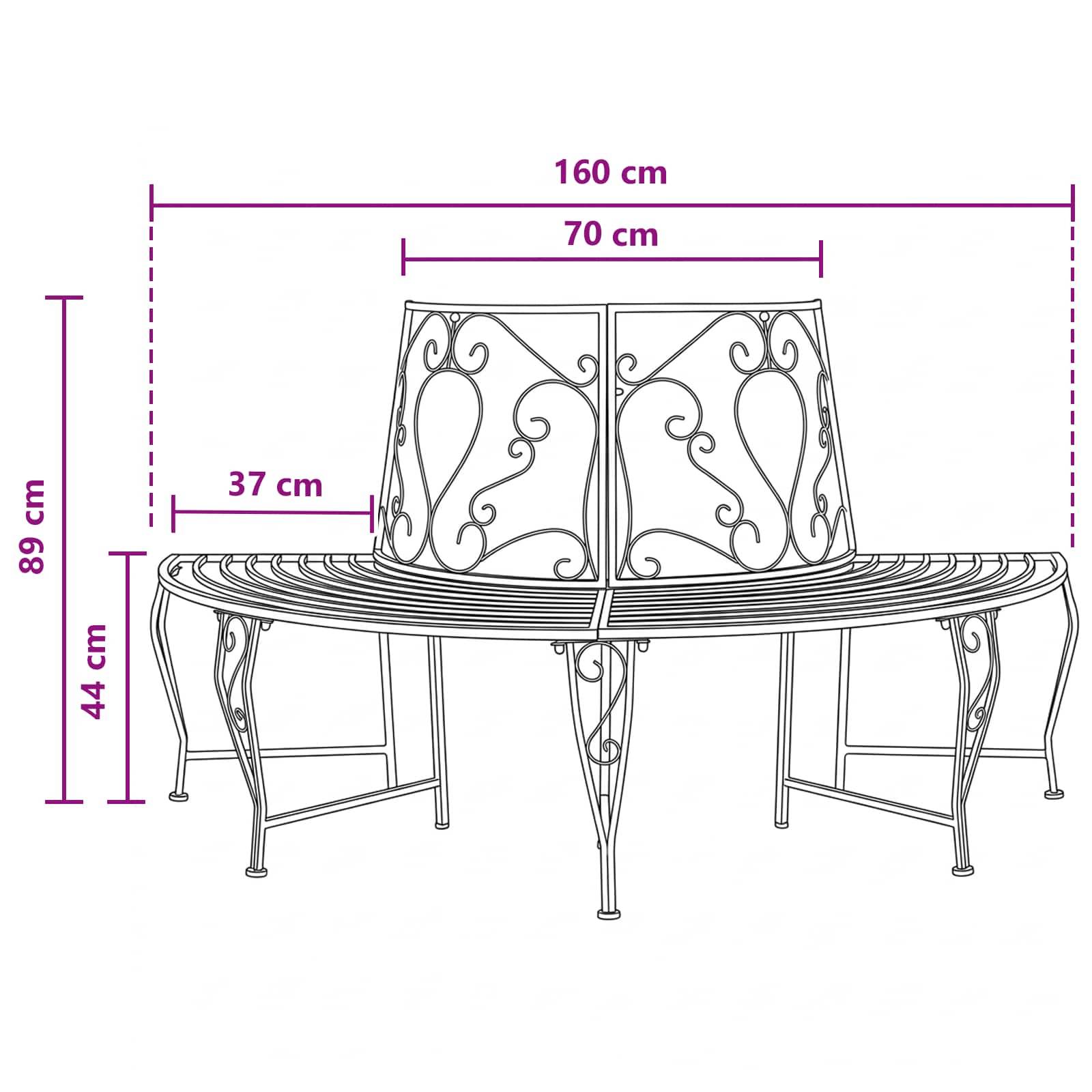 vidaXL Baumbank 4-Sitzanzahl 160 x 80 x 89 cm Stahl Silber Grau