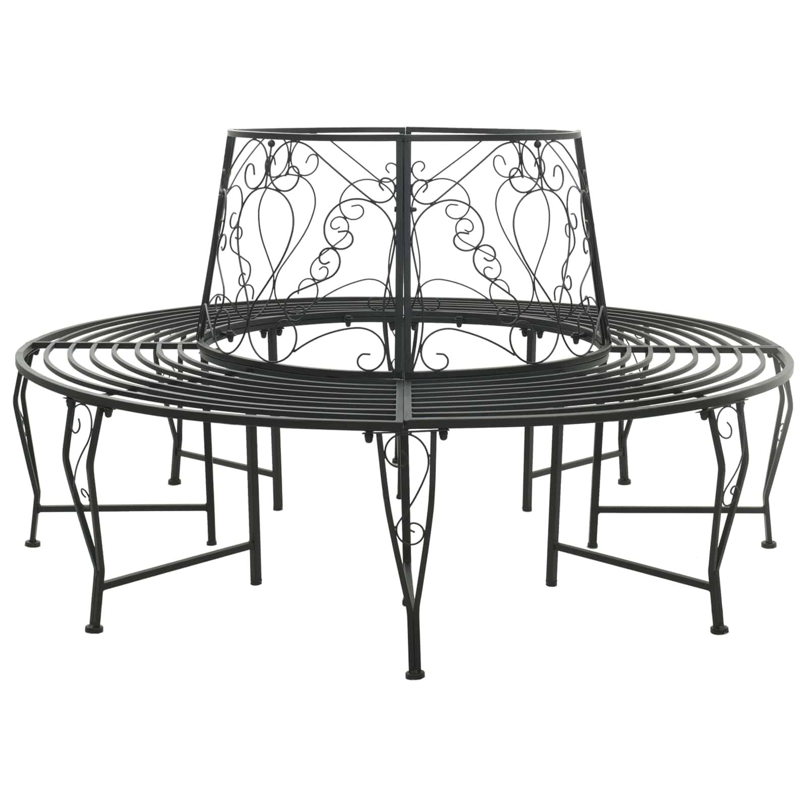 vidaXL Baumbank 8-Sitzanzahl Ø 160 x 89 cm Stahl Schwarz Rund