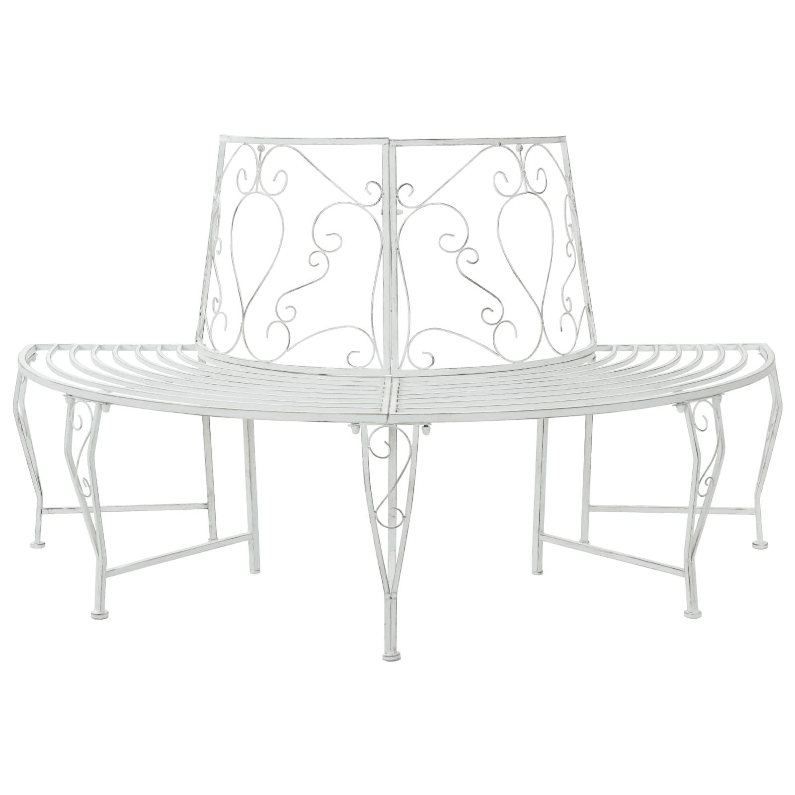 vidaXL Baumbank 4-Sitzanzahl 160 x 80 x 89 cm Stahl Antik Weiß