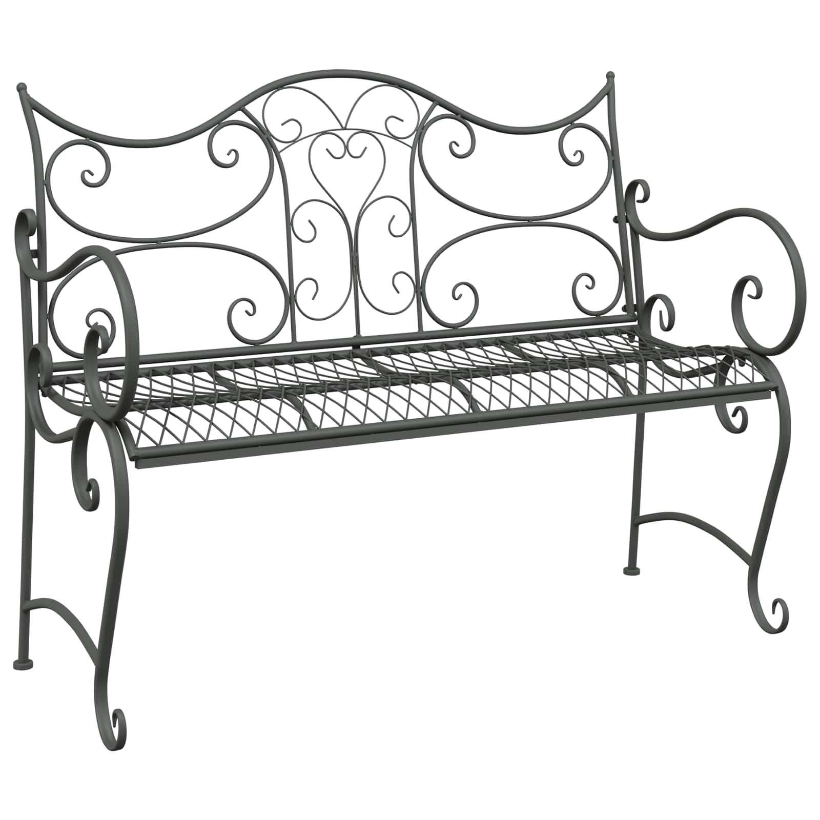 vidaXL Gartenbank 2-Sitzanzahl 114 x 56,5 x 90 cm Stahl Silber Grau