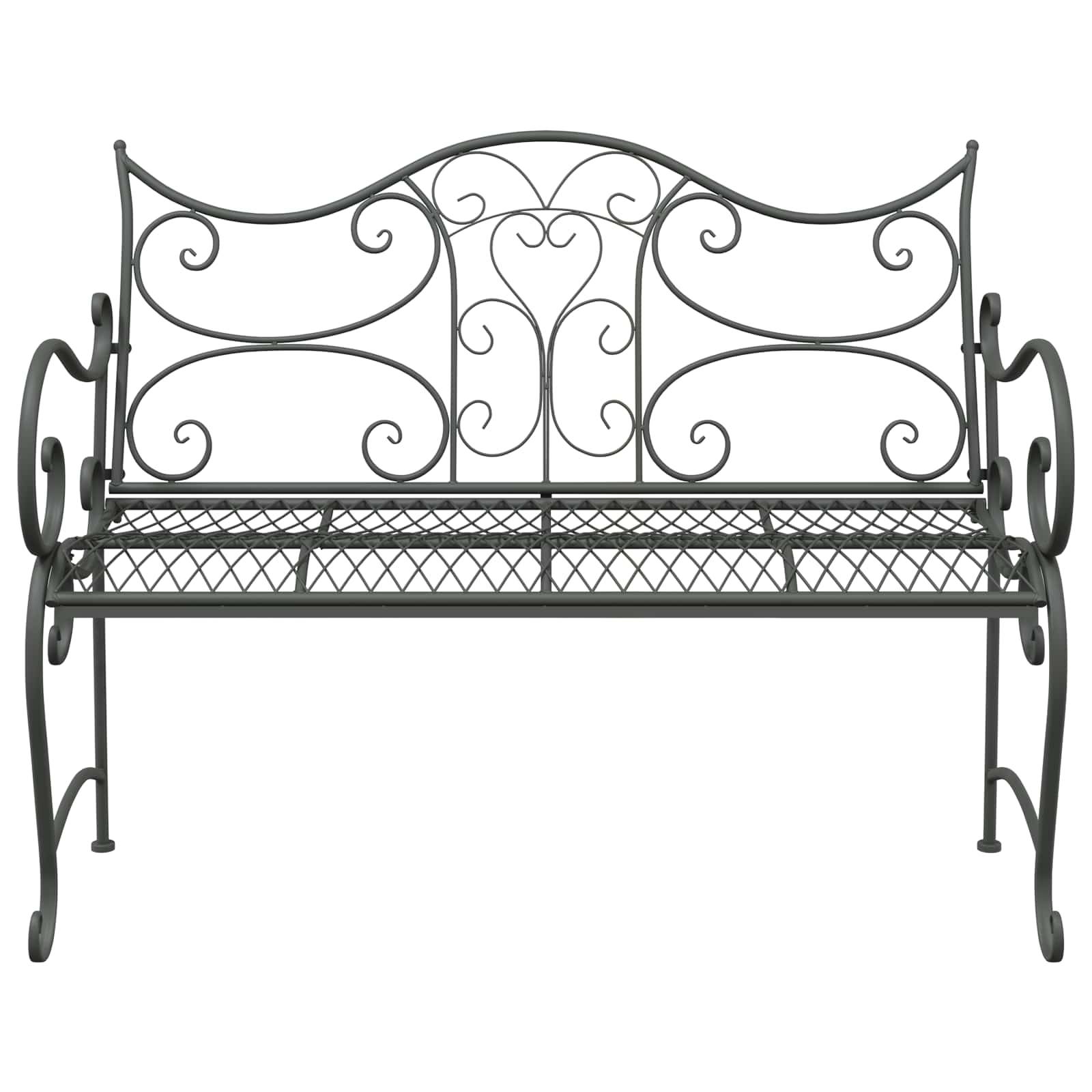 vidaXL Gartenbank 2-Sitzanzahl 114 x 56,5 x 90 cm Stahl Silber Grau