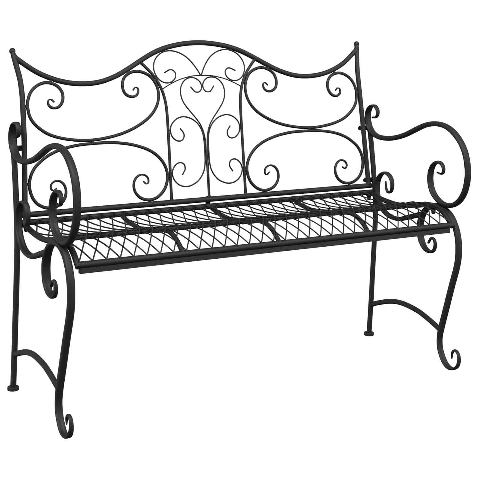 vidaXL Gartenbank 2-Sitzanzahl 114 x 56,5 x 90 cm Stahl Schwarz