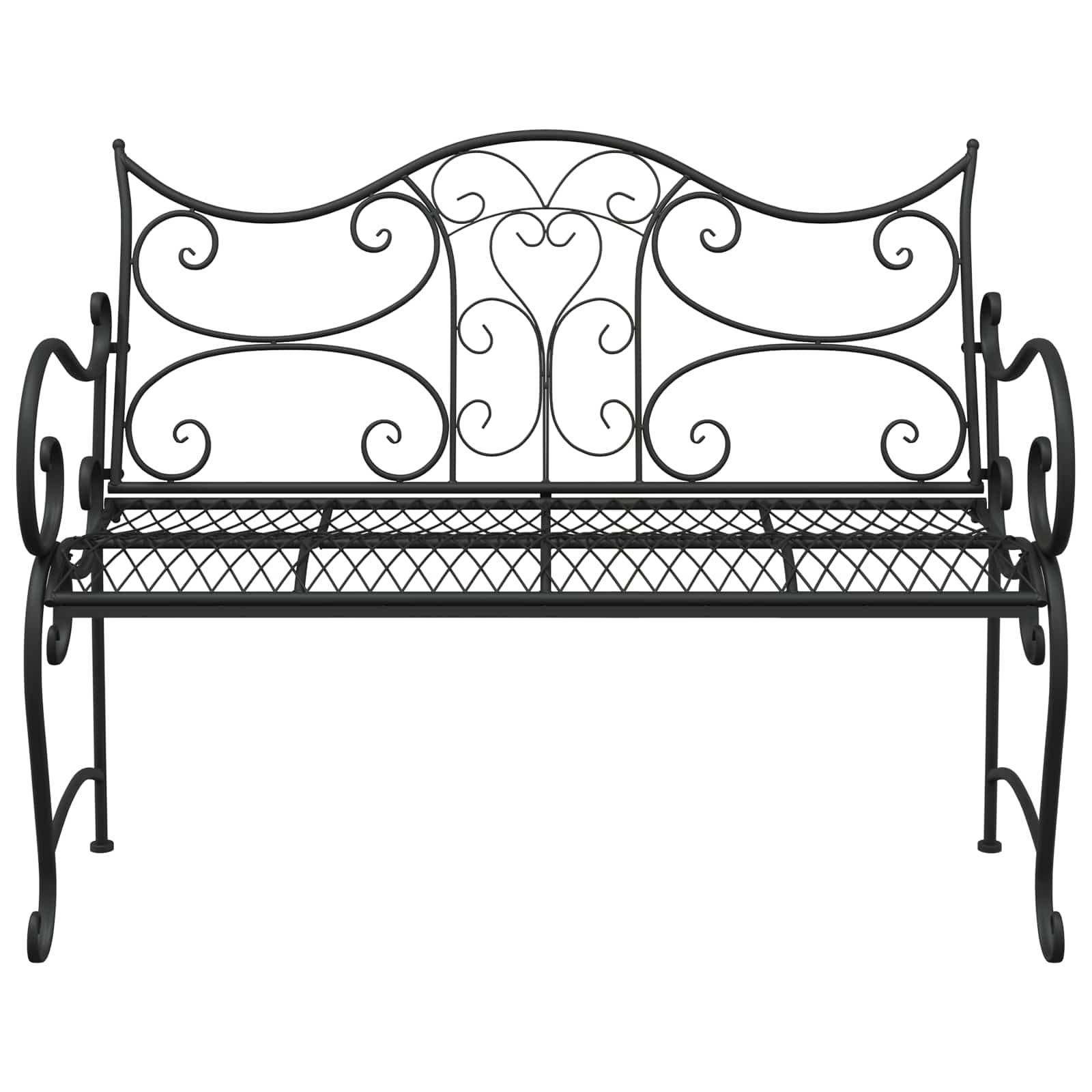 vidaXL Gartenbank 2-Sitzanzahl 114 x 56,5 x 90 cm Stahl Schwarz