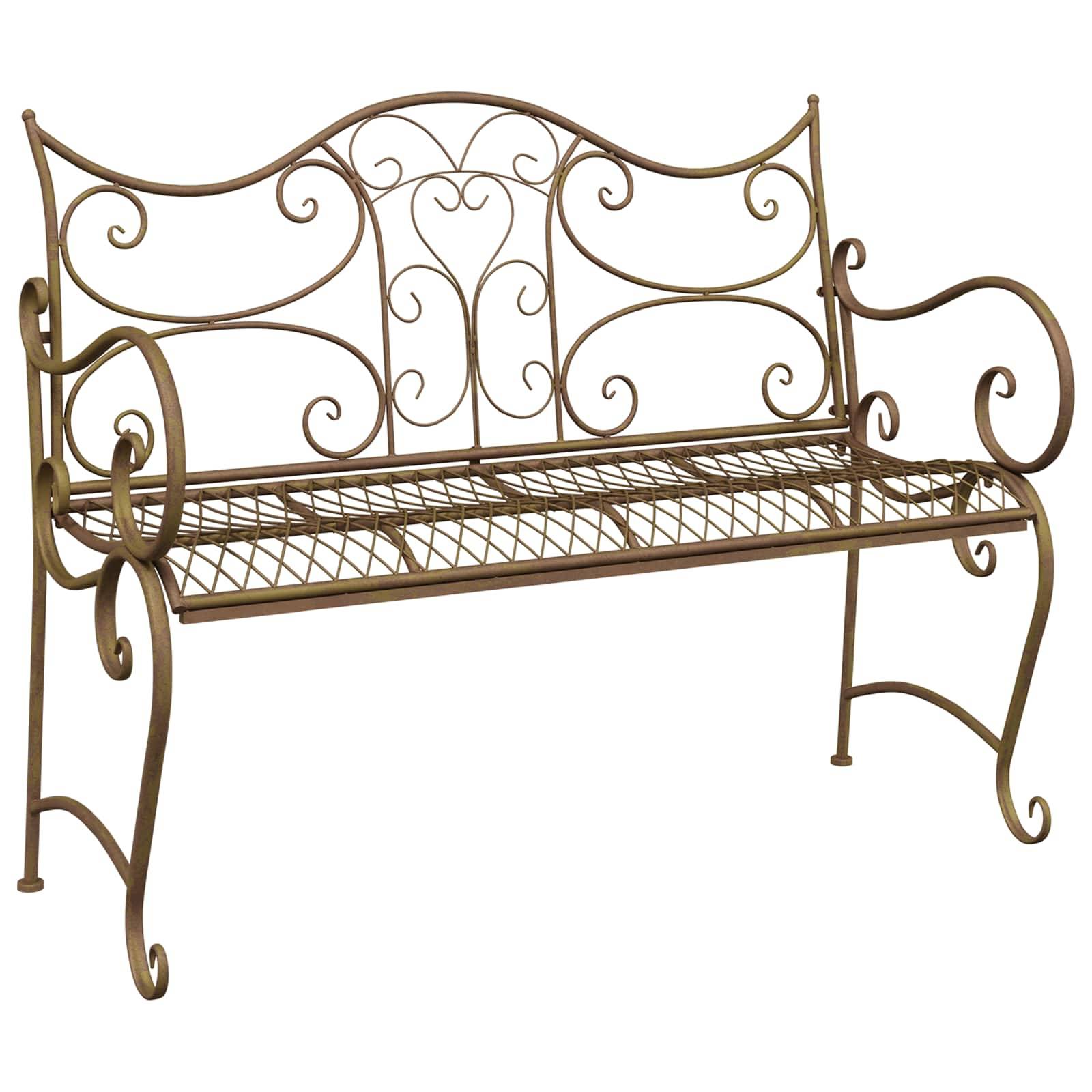 vidaXL Gartenbank 2-Sitzanzahl 114 x 56,5 x 90 cm Stahl Antikbraun