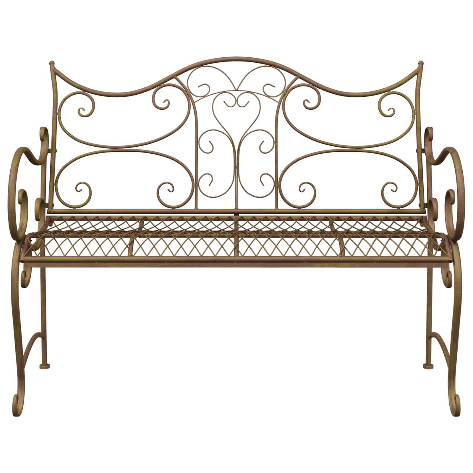 vidaXL Gartenbank 2-Sitzanzahl 114 x 56,5 x 90 cm Stahl Antikbraun