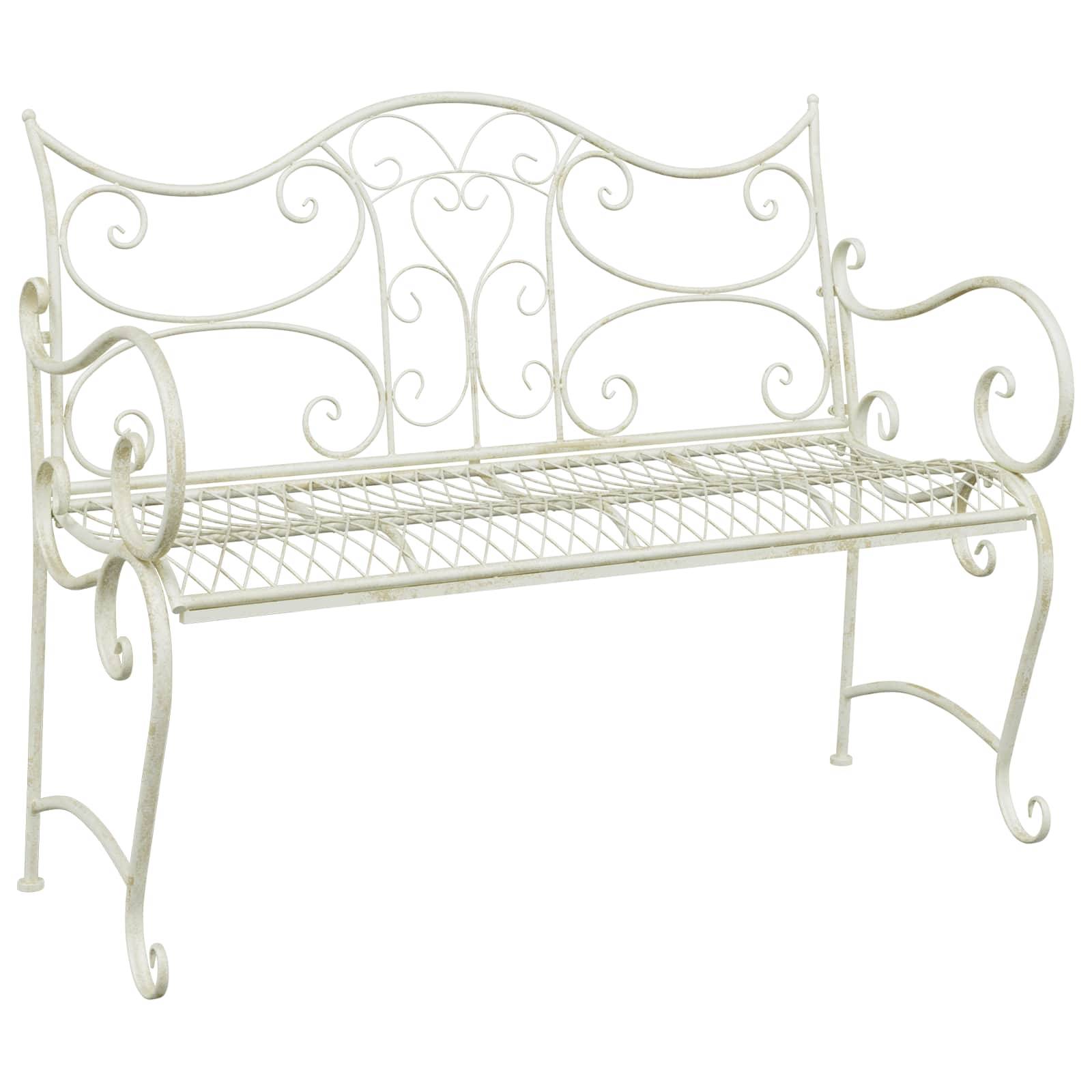 vidaXL Gartenbank 2-Sitzanzahl 114 x 56,5 x 90 cm Stahl Antik Weiß