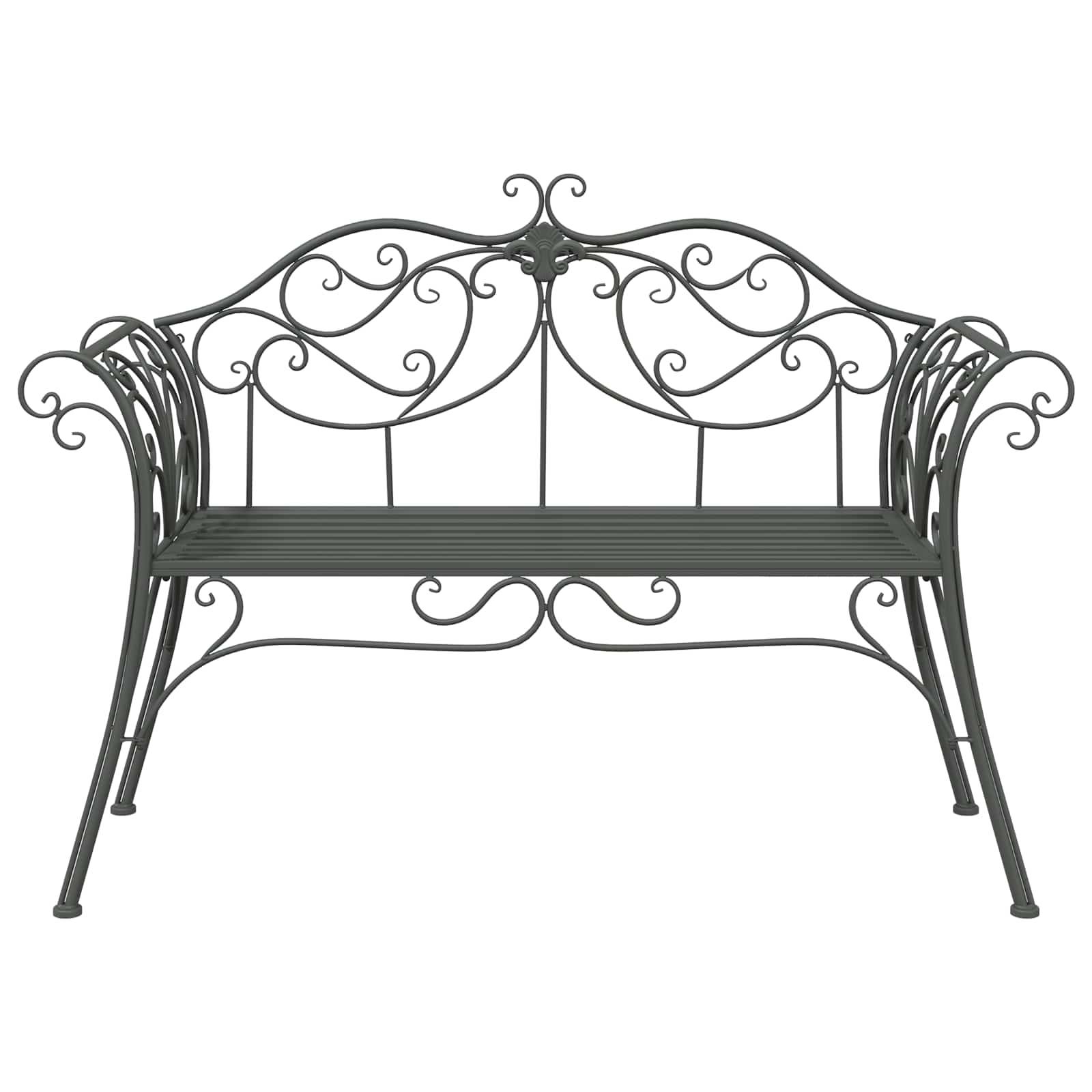 vidaXL Gartenbank 2-Sitzanzahl 130 x 47 x 90 cm Stahl Silber Grau