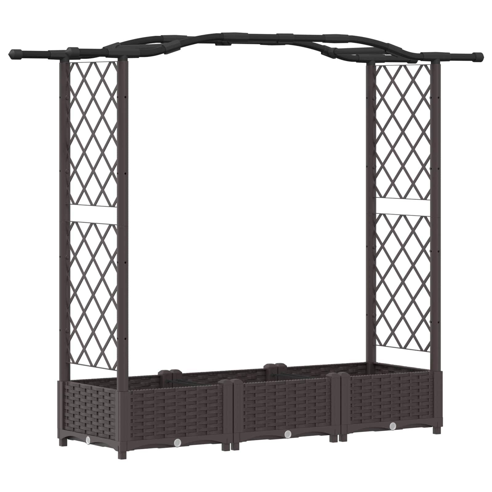 vidaXL Hochbeet mit Rankgitter und Dach Braun 169 x 40 x 125 cm PP