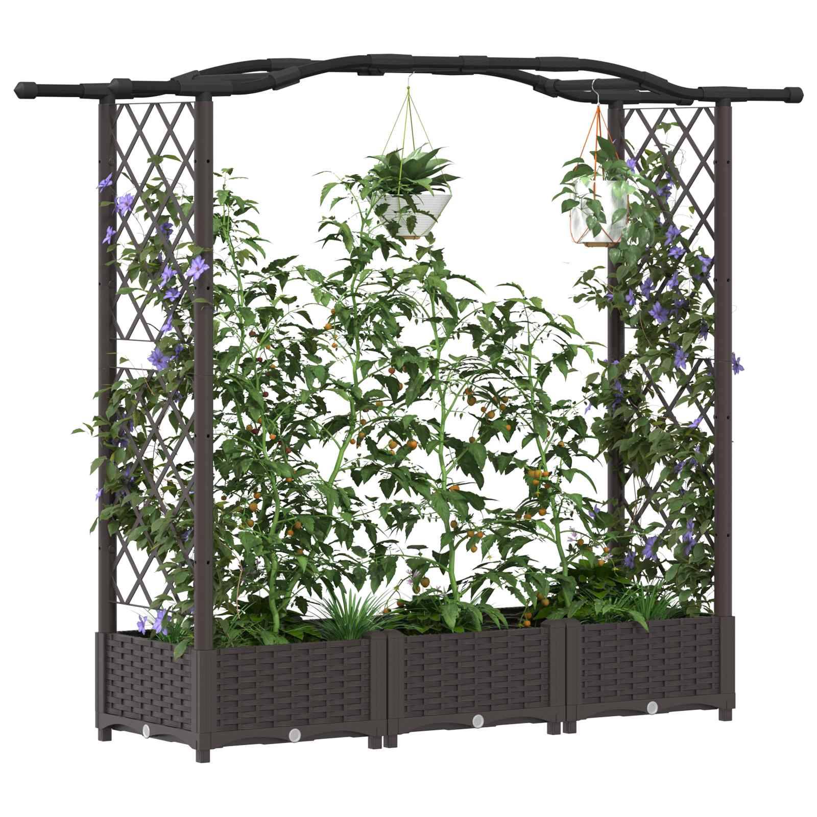 vidaXL Hochbeet mit Rankgitter und Dach Braun 169 x 40 x 125 cm PP