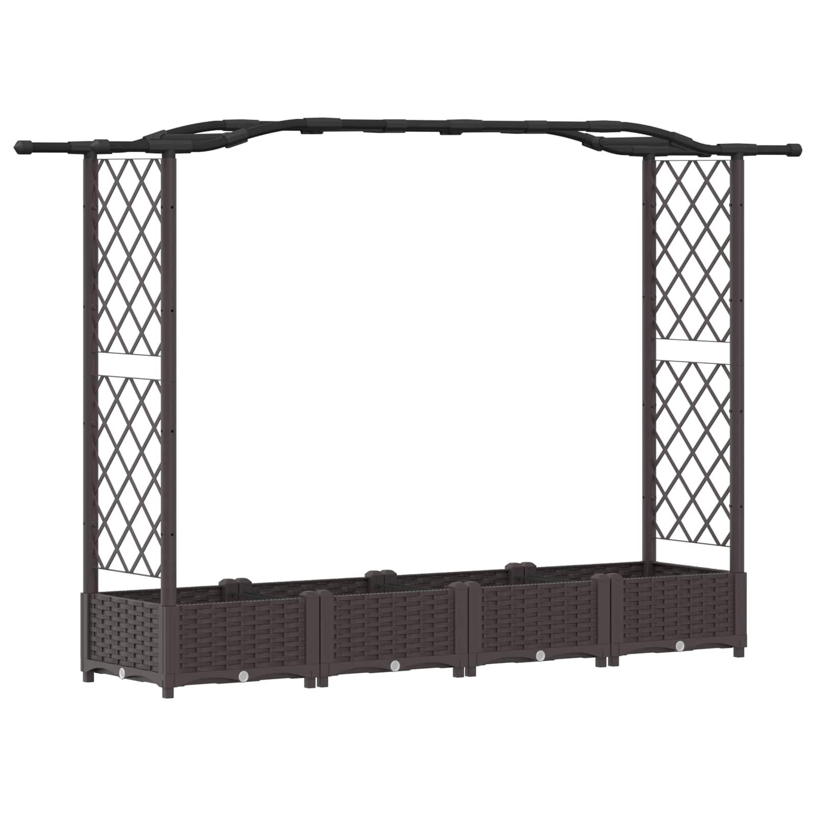 vidaXL Hochbeet mit Rankgitter und Dach Braun 207 x 40 x 126 cm PP