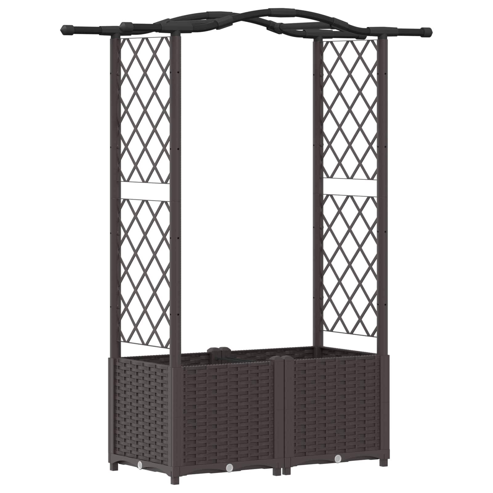 vidaXL Hochbeet mit Rankgitter und Dach Braun 125 x 40 x 138 cm PP