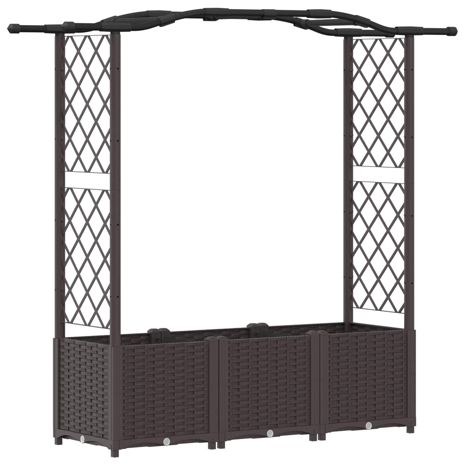 vidaXL Hochbeet mit Rankgitter und Dach Braun 164 x 40 x 142 cm PP
