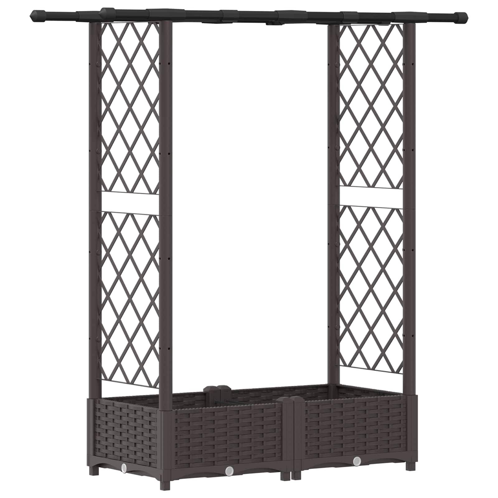 vidaXL Hochbeet mit Rankgitter und Dach Braun 122,5 x 40 x 123 cm PP