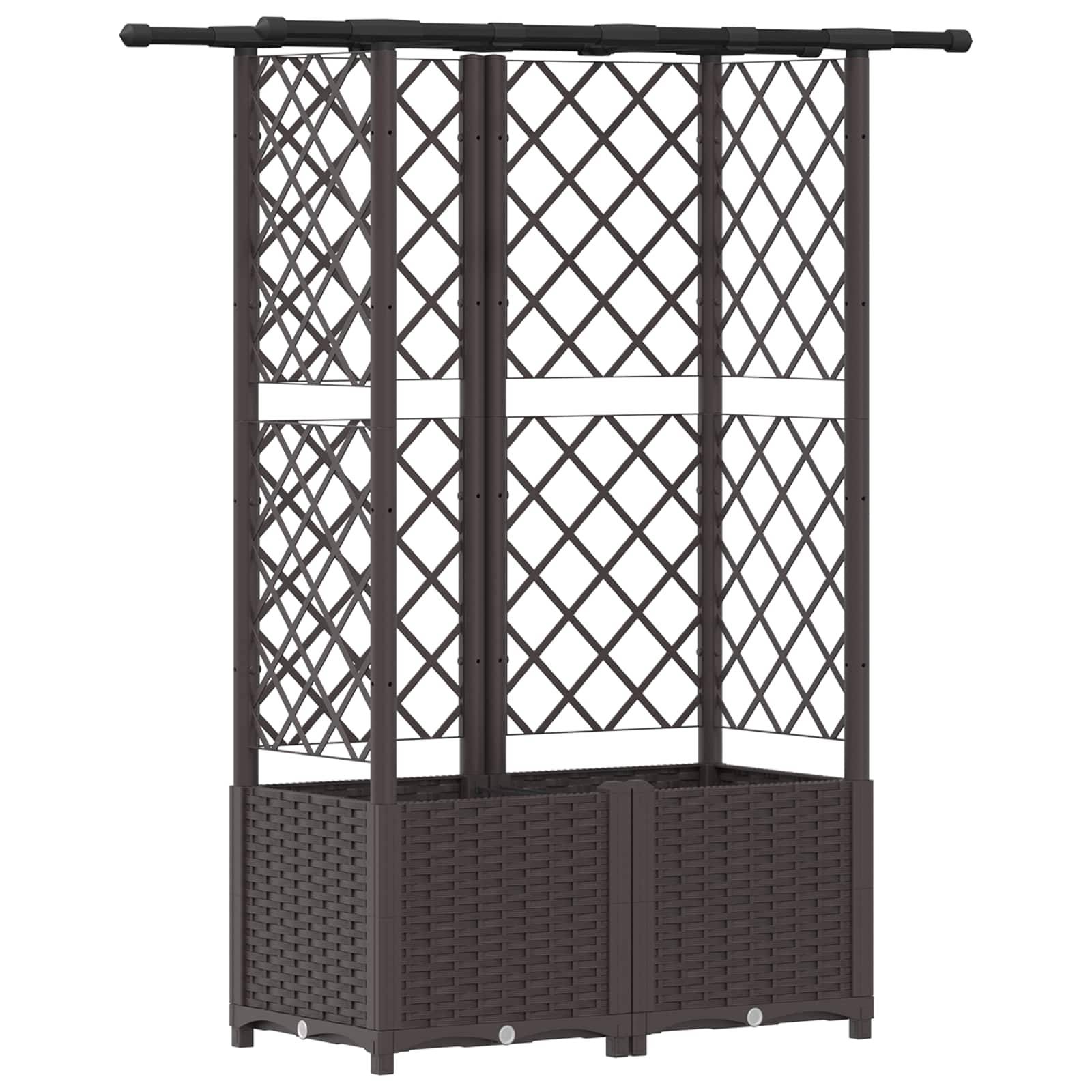vidaXL Hochbeet mit Rankgitter und Dach Braun 124,5 x 40 x 138 cm PP