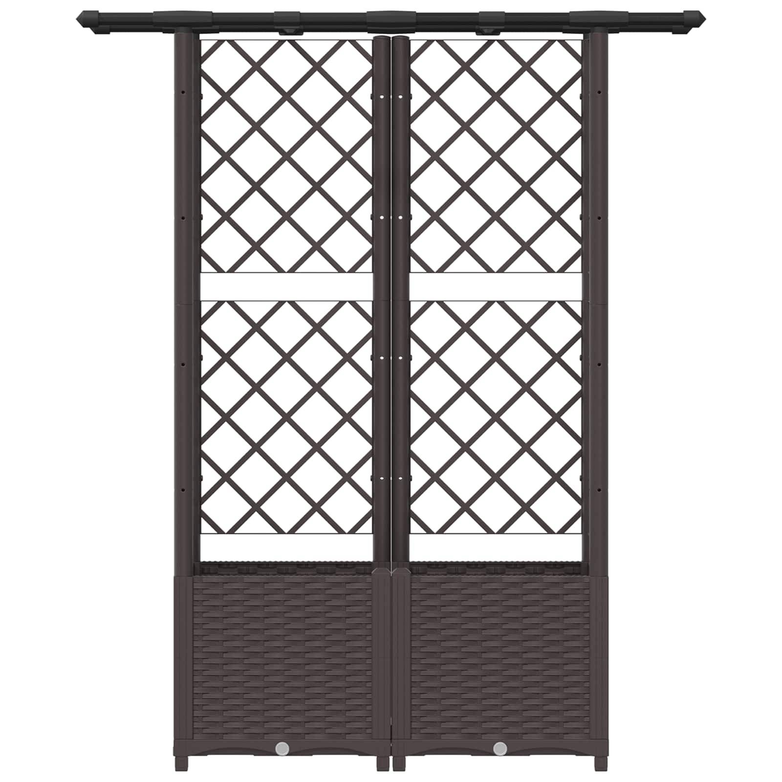 vidaXL Hochbeet mit Rankgitter und Dach Braun 124,5 x 40 x 138 cm PP
